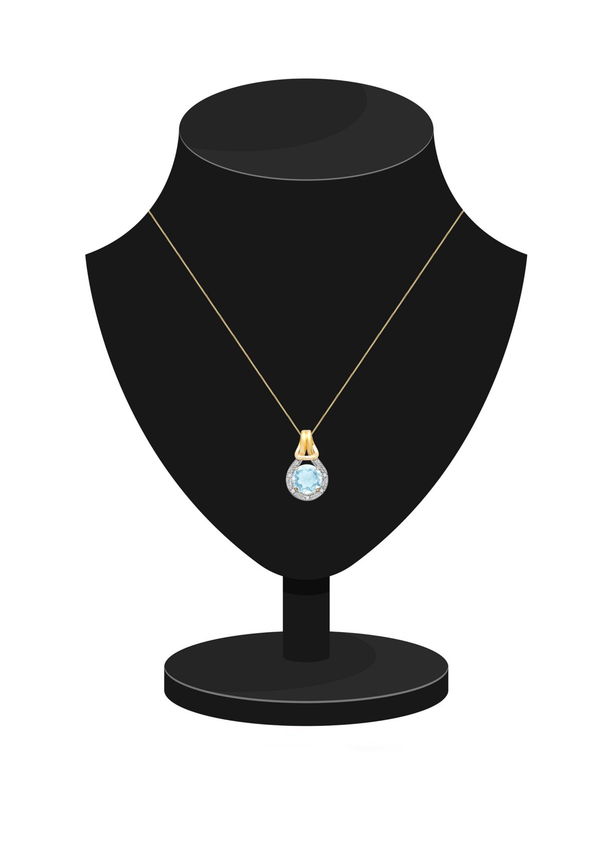 10K Yellow Gold Aquamarine with Diamond Accent Love Knot Pendant