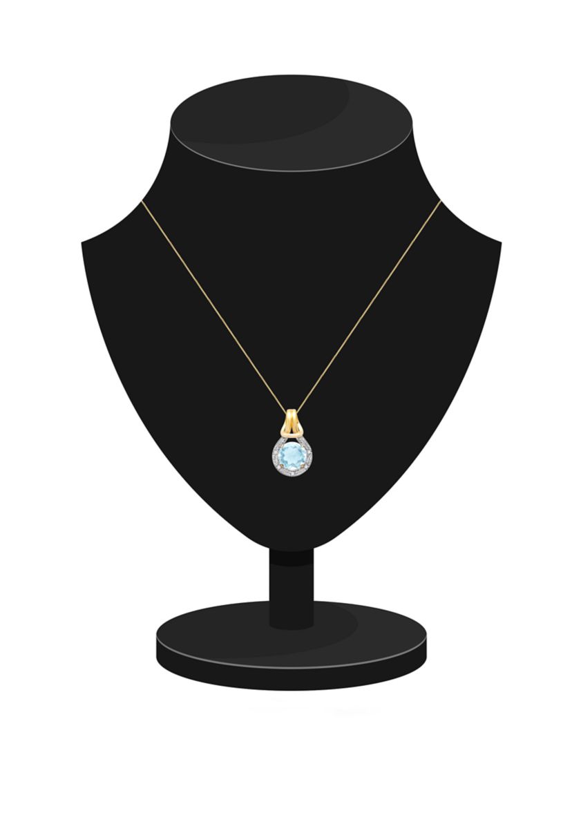 10K Yellow Gold Aquamarine with Diamond Accent Love Knot Pendant
