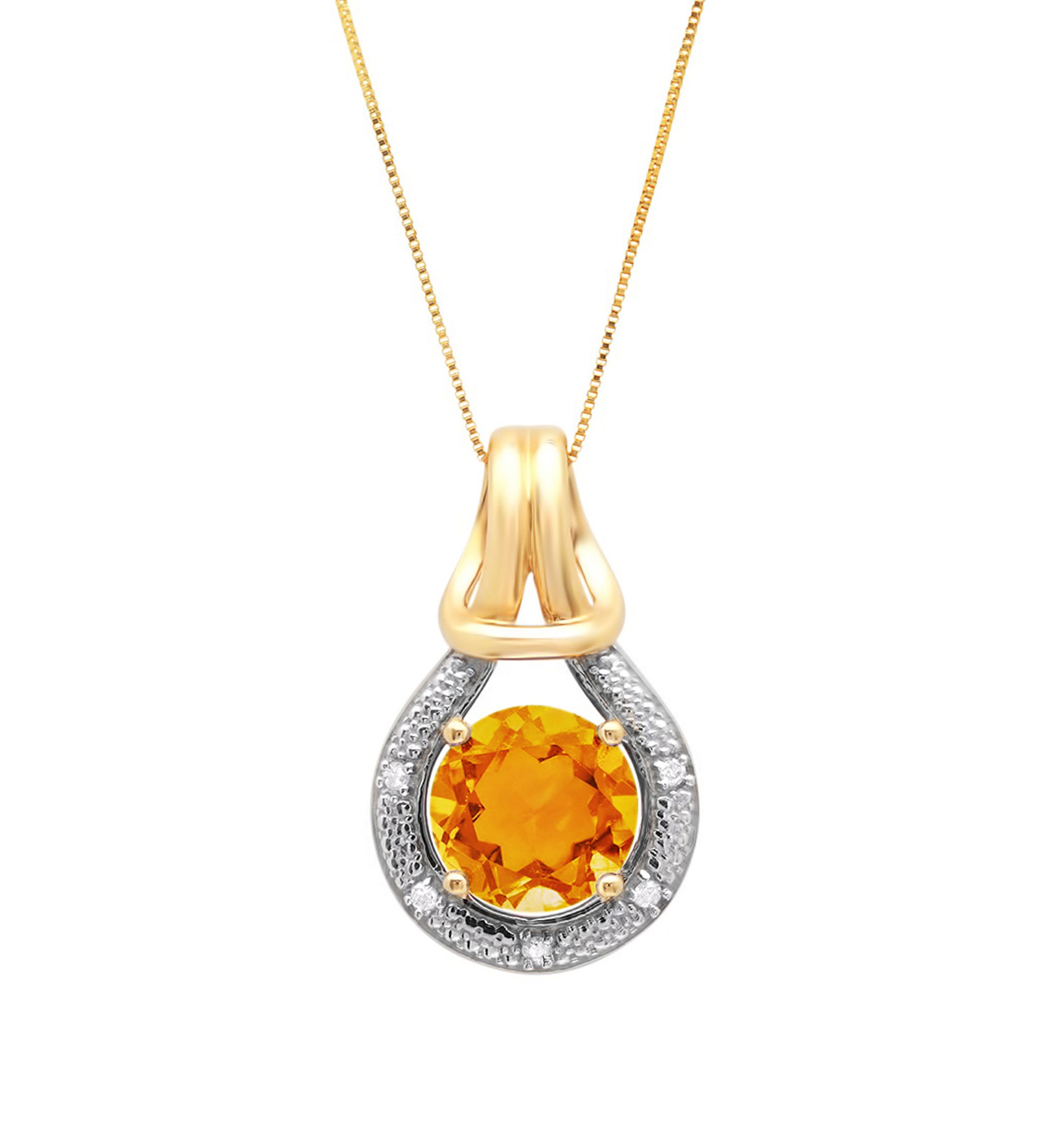 10K Yellow Gold Citrine with Diamond Accent Love Knot Pendant