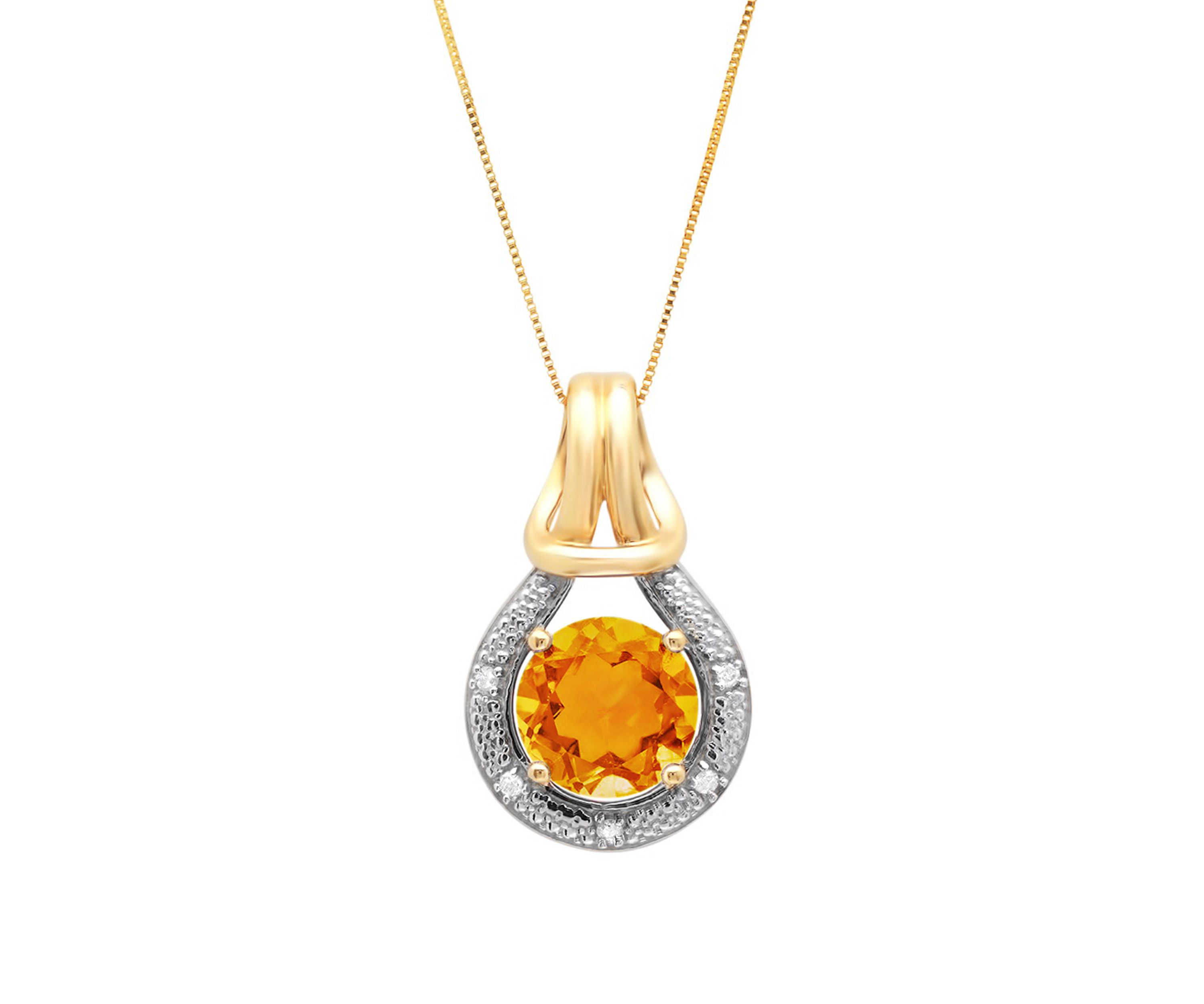 10K Yellow Gold Citrine with Diamond Accent Love Knot Pendant