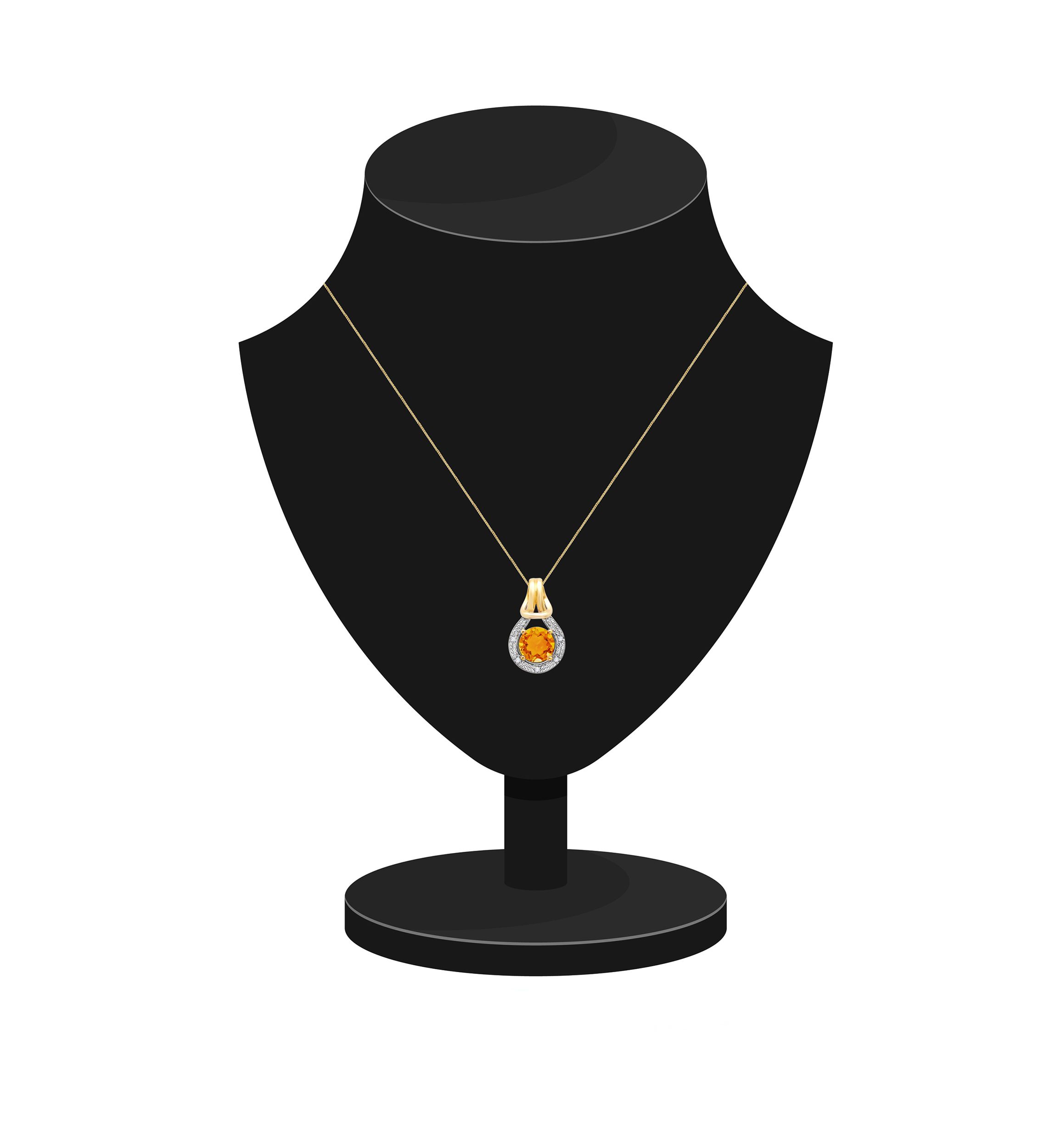 10K Yellow Gold Citrine with Diamond Accent Love Knot Pendant
