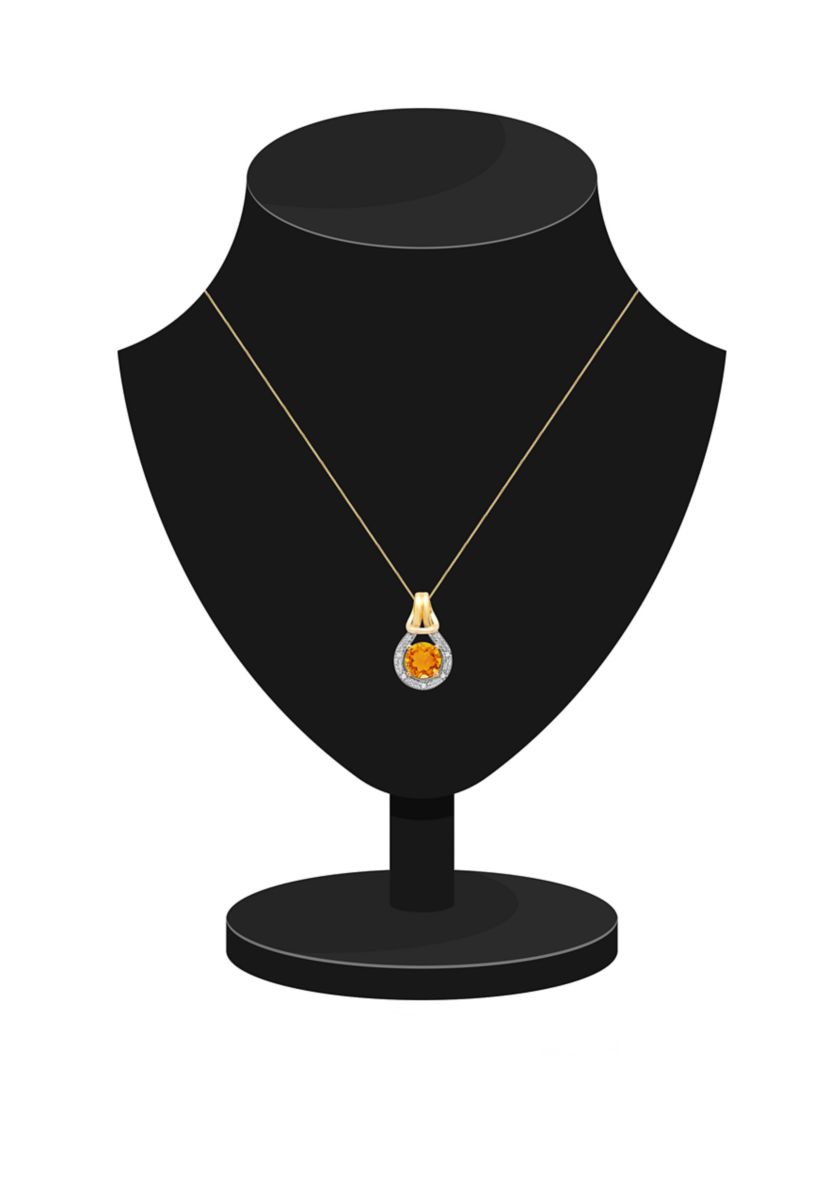 10K Yellow Gold Citrine with Diamond Accent Love Knot Pendant