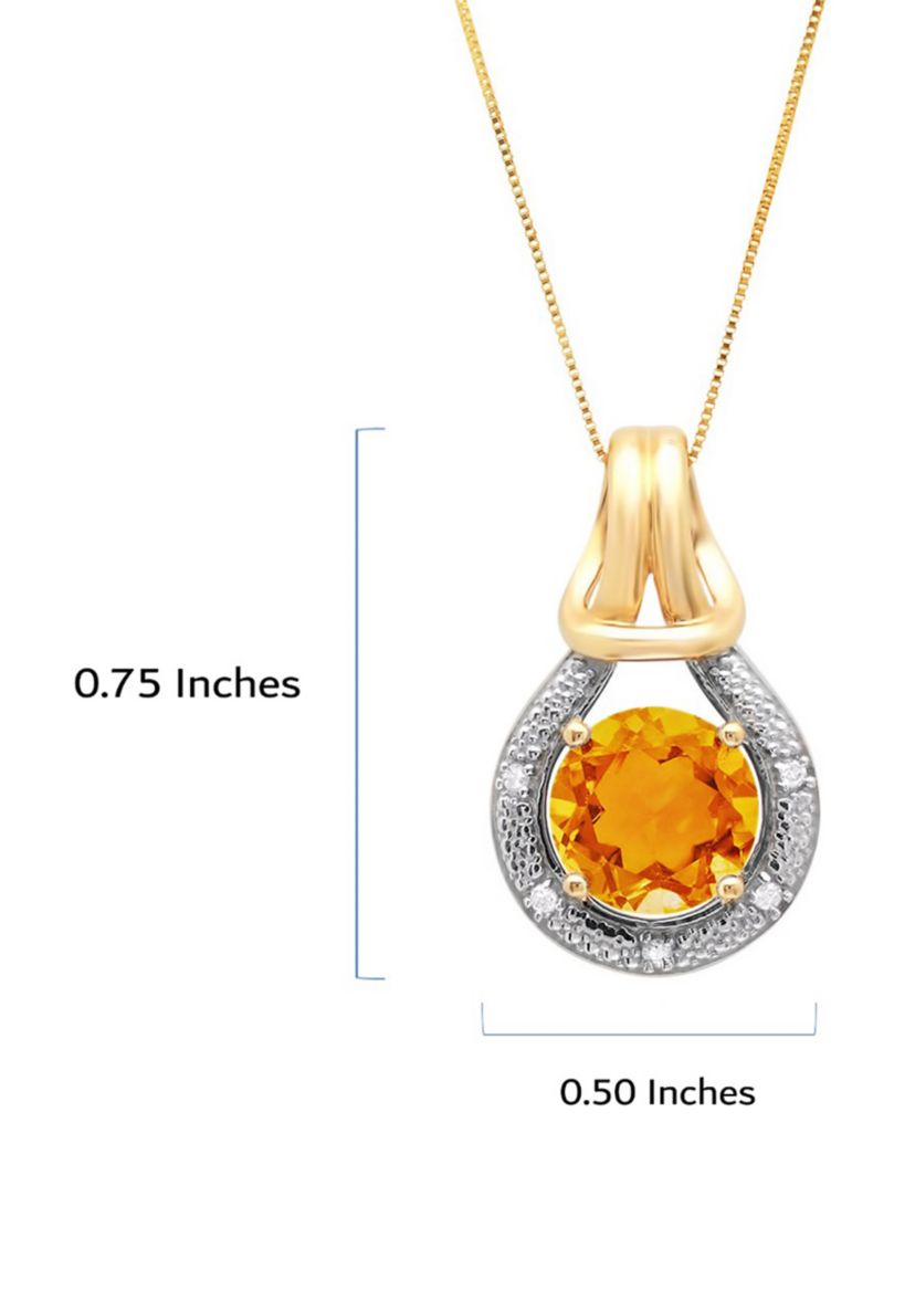 10K Yellow Gold Citrine with Diamond Accent Love Knot Pendant