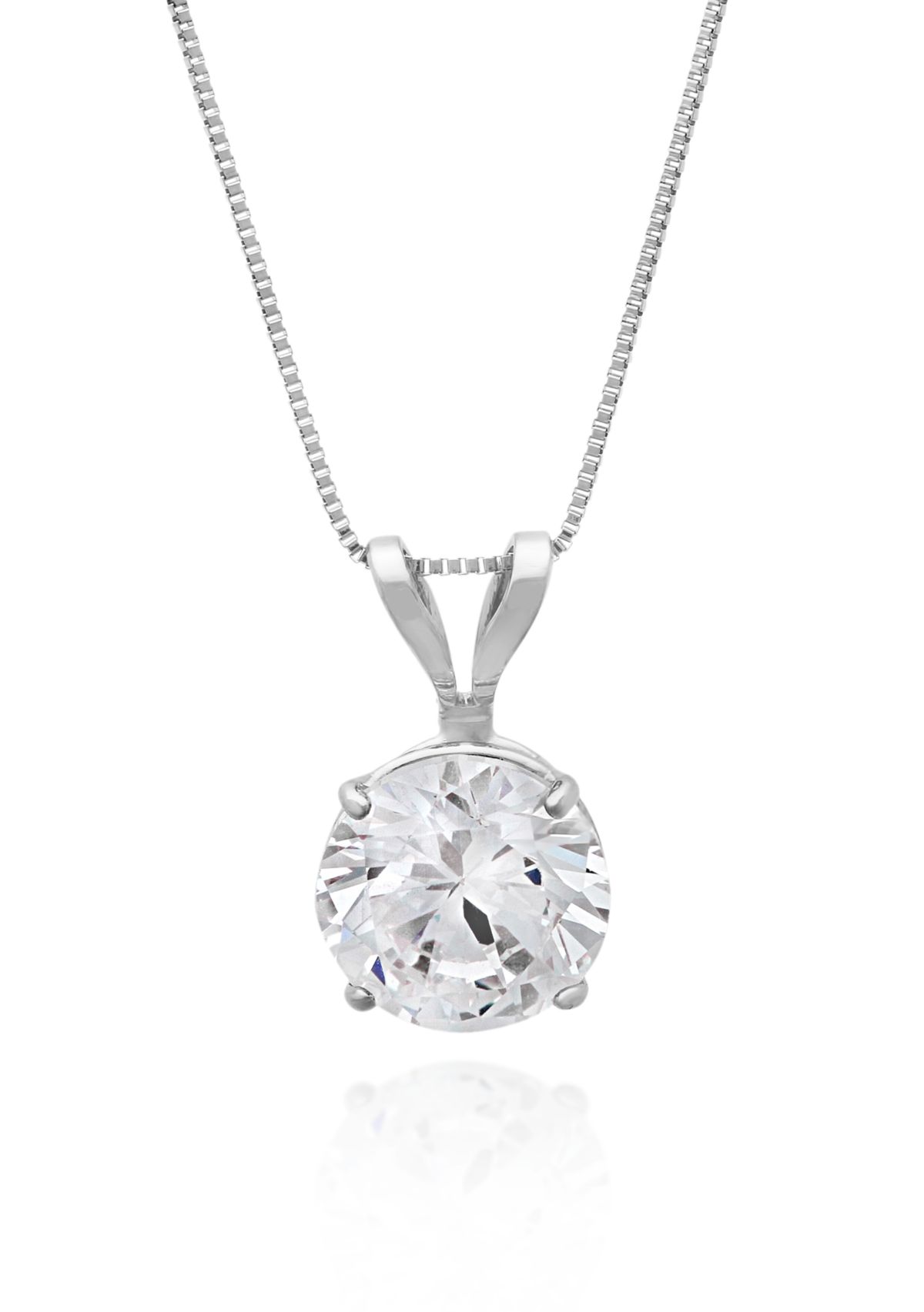 14k White Gold 6mm Cubic Zirconia Pendant