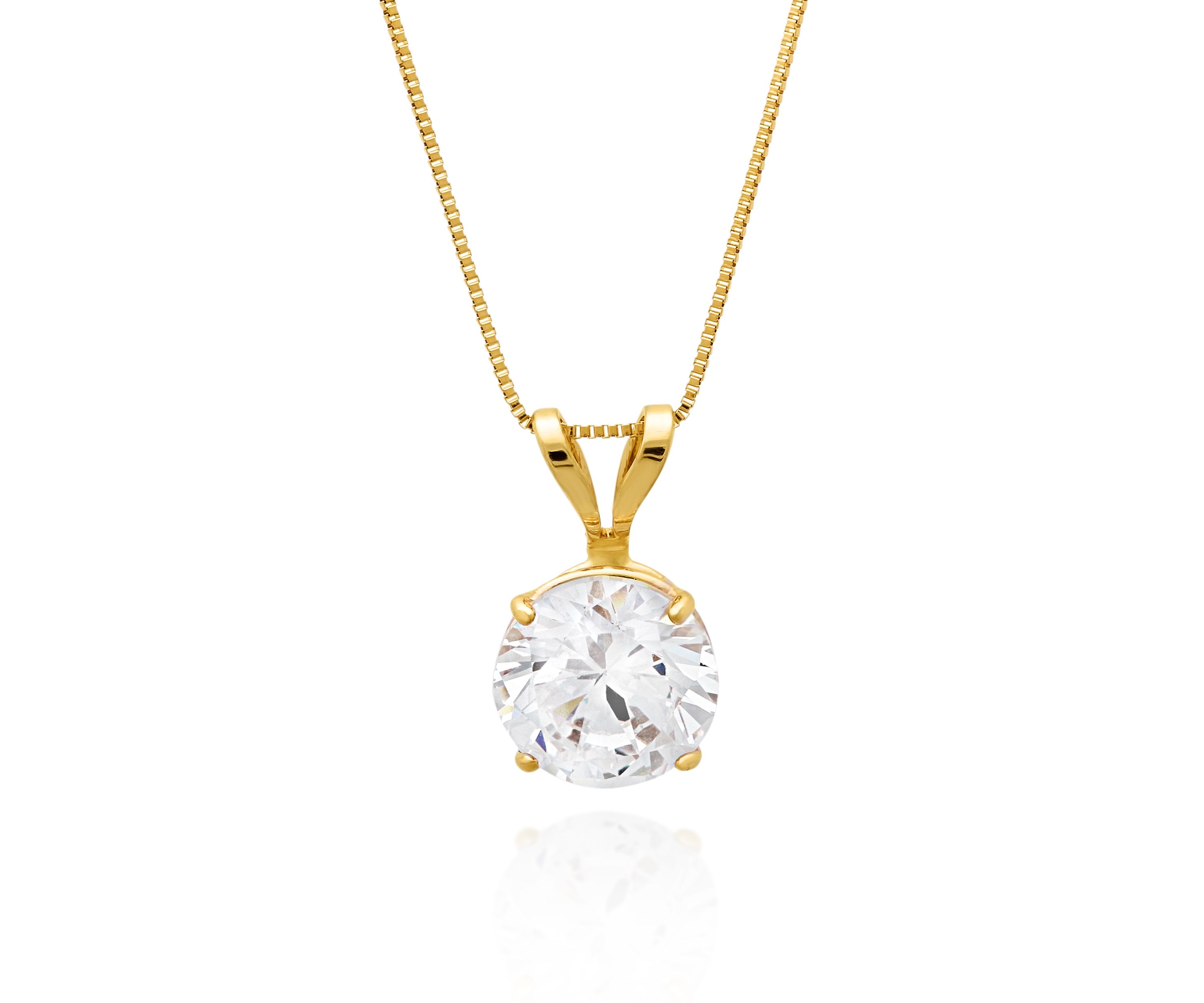 14k Yellow Gold 6mm Cubic Zirconia Pendant