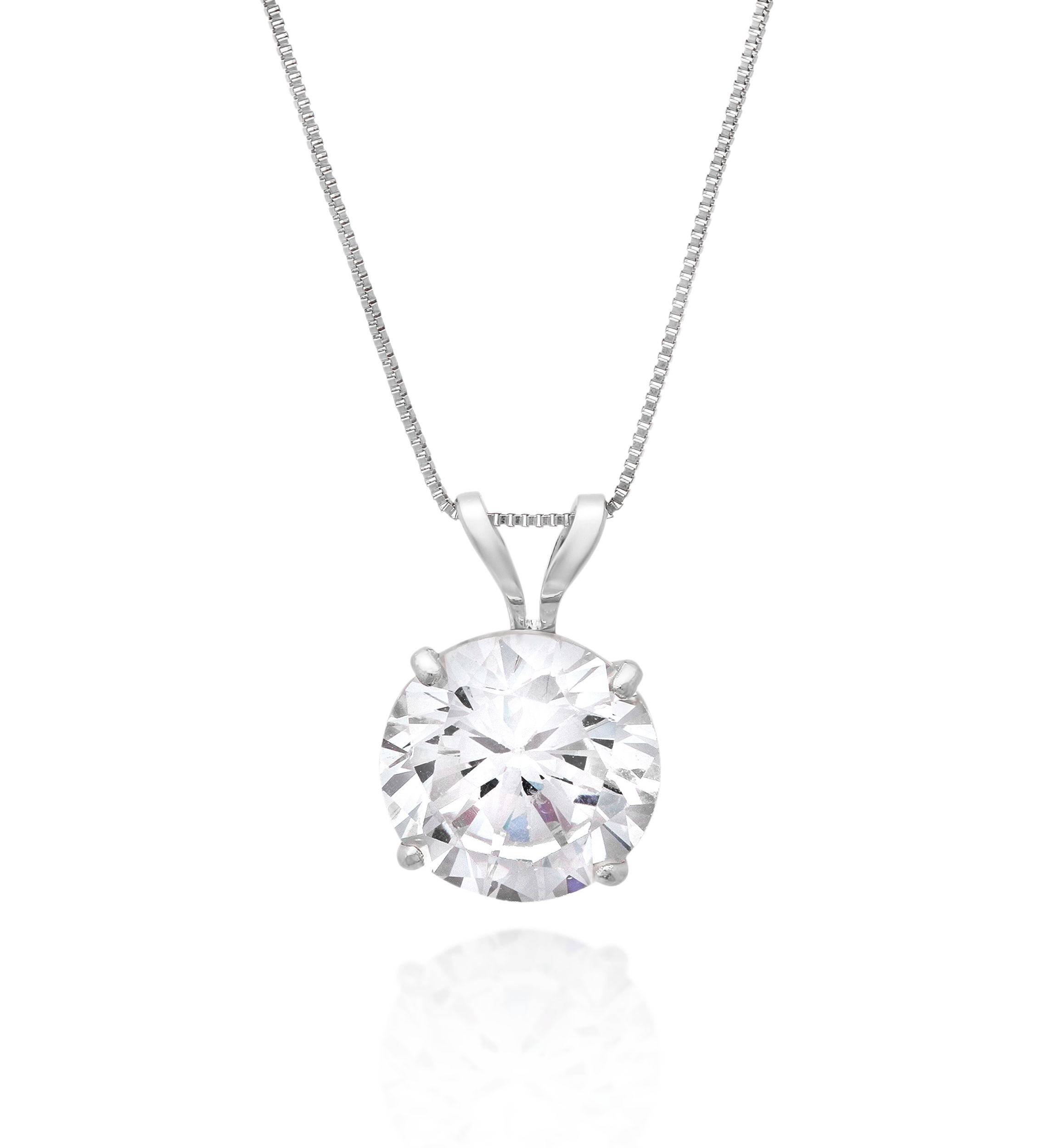 14k White Gold 8mm Cubic Zirconia Pendant