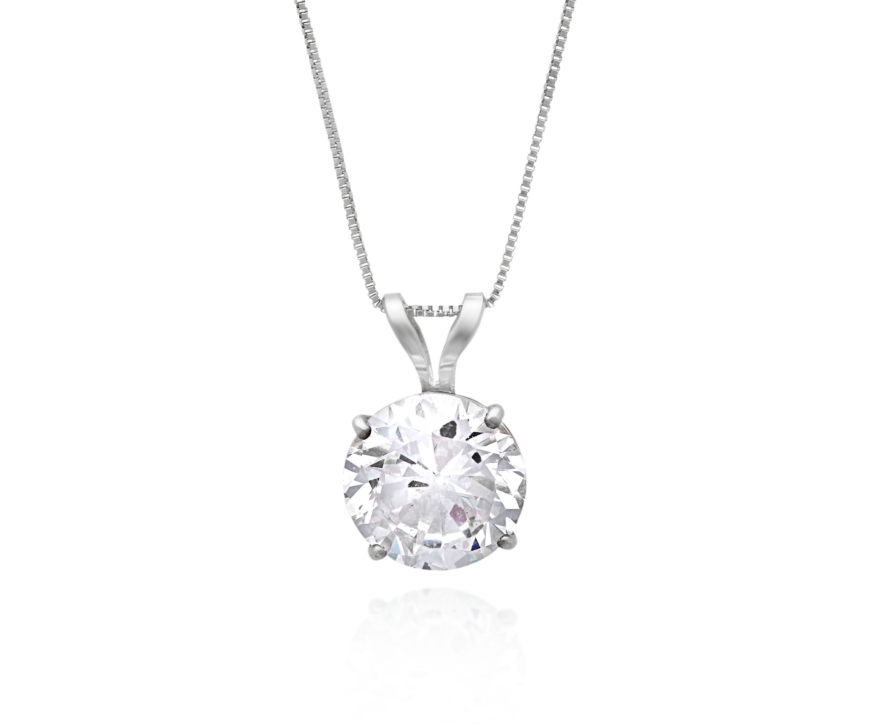 14k White Gold 7mm Cubic Zirconia Pendant
