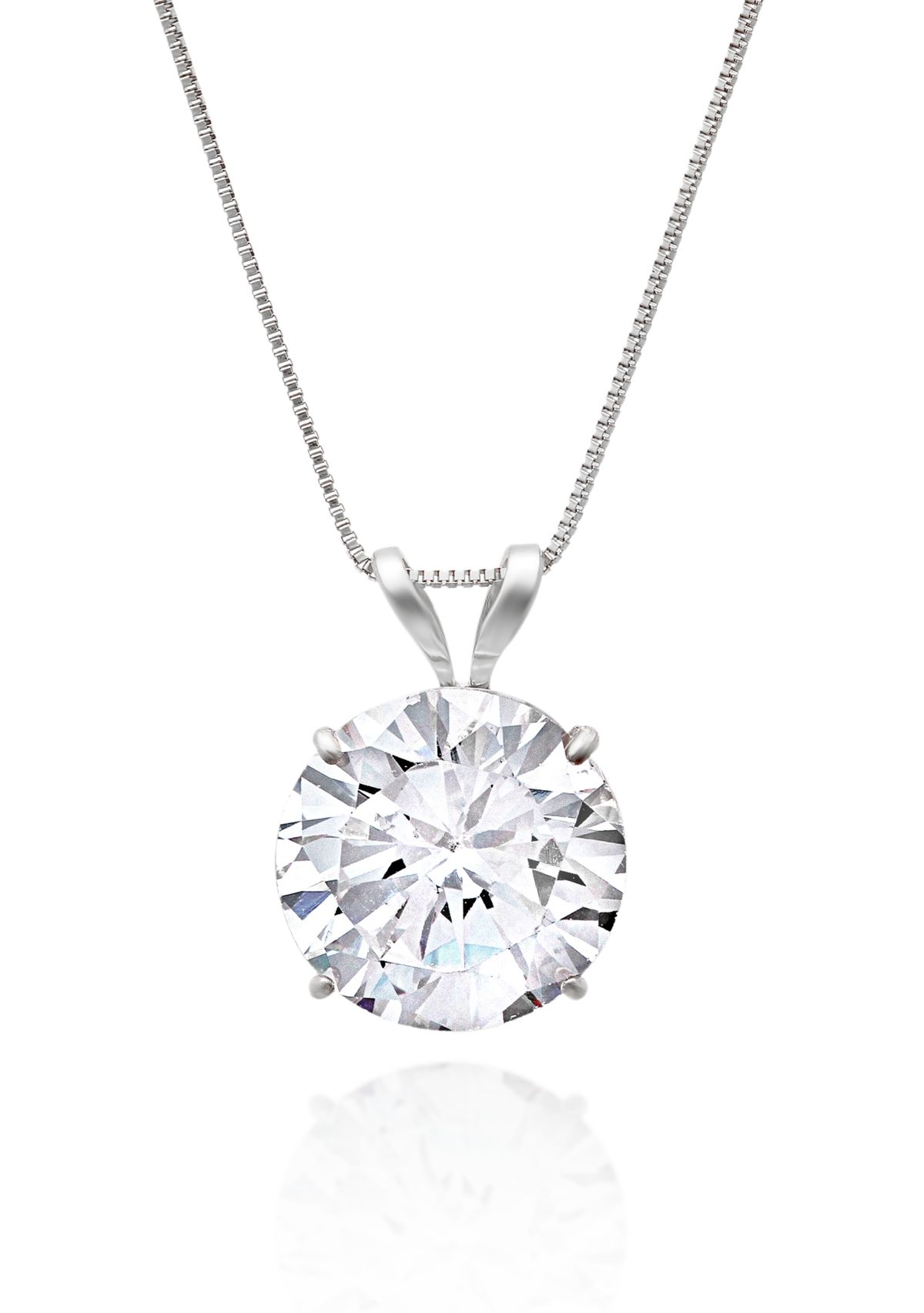 14k White Gold 9mm Cubic Zirconia Pendant