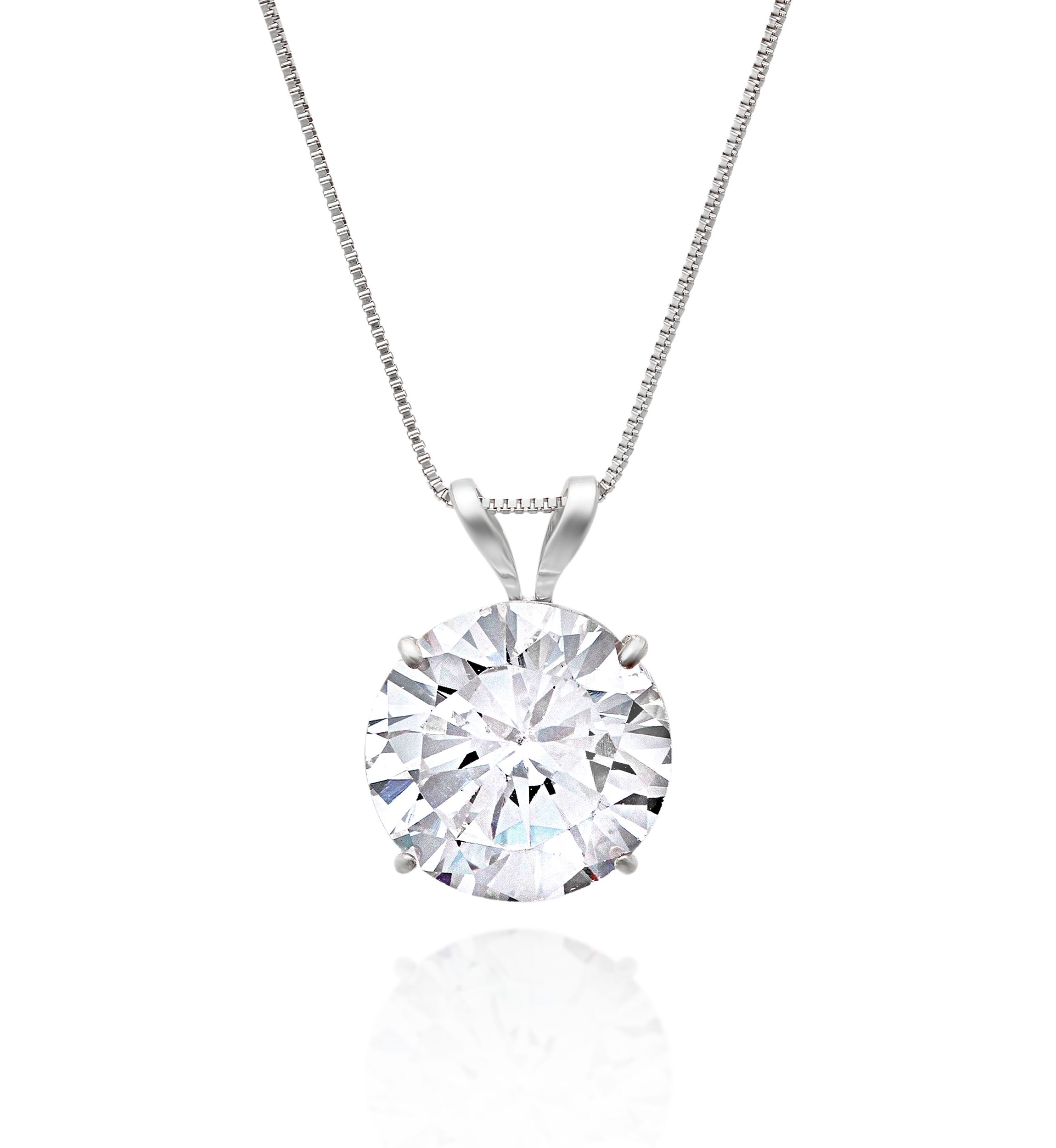 14k White Gold 9mm Cubic Zirconia Pendant