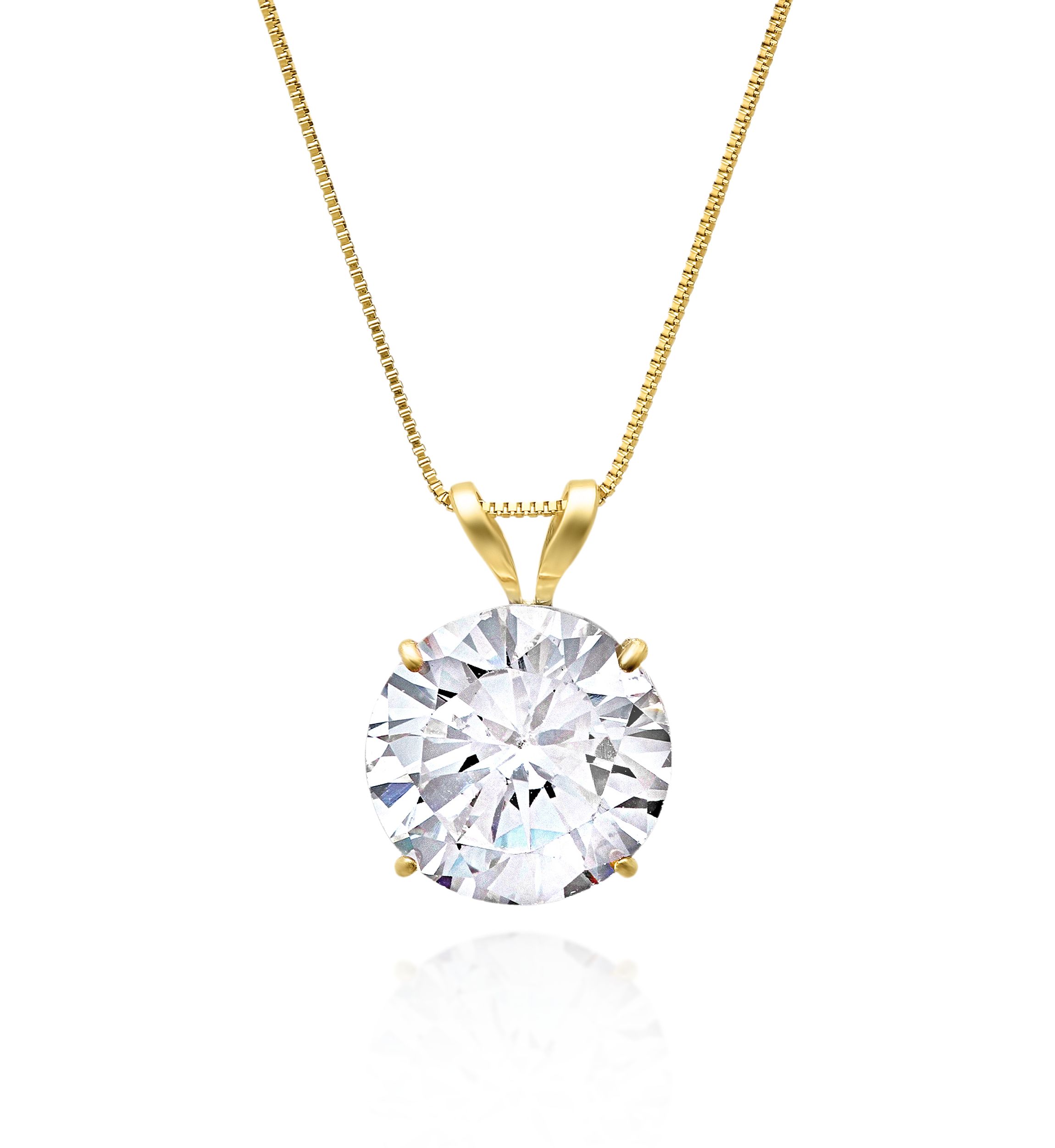14k Yellow Gold 9mm Cubic Zirconia Pendant