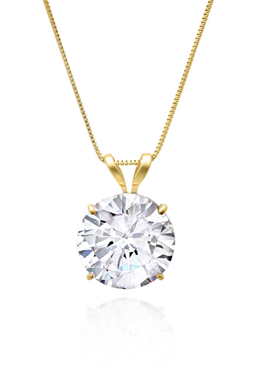 14k Yellow Gold 9mm Cubic Zirconia Pendant