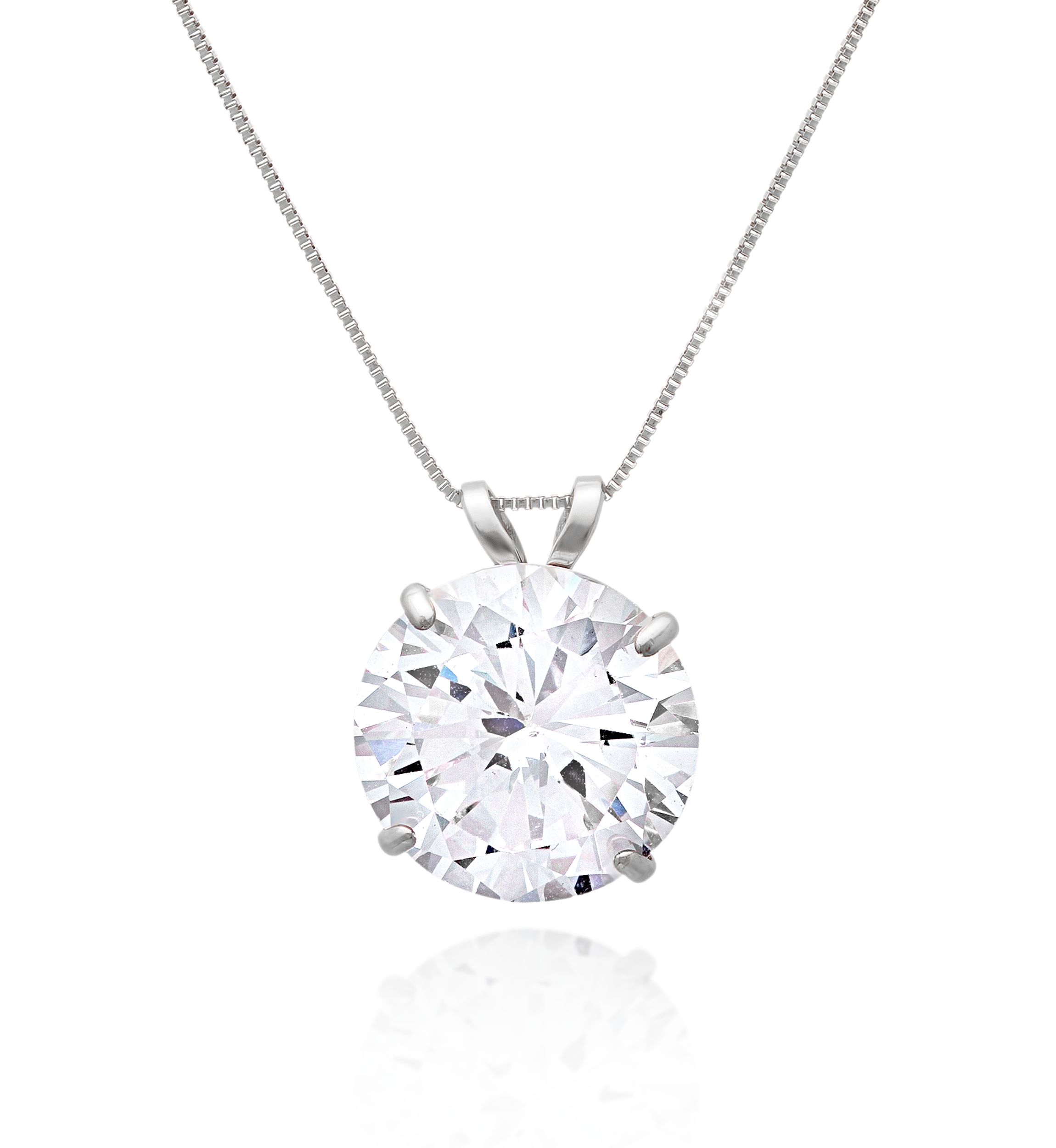 14k White Gold 10mm Cubic Zirconia Pendant