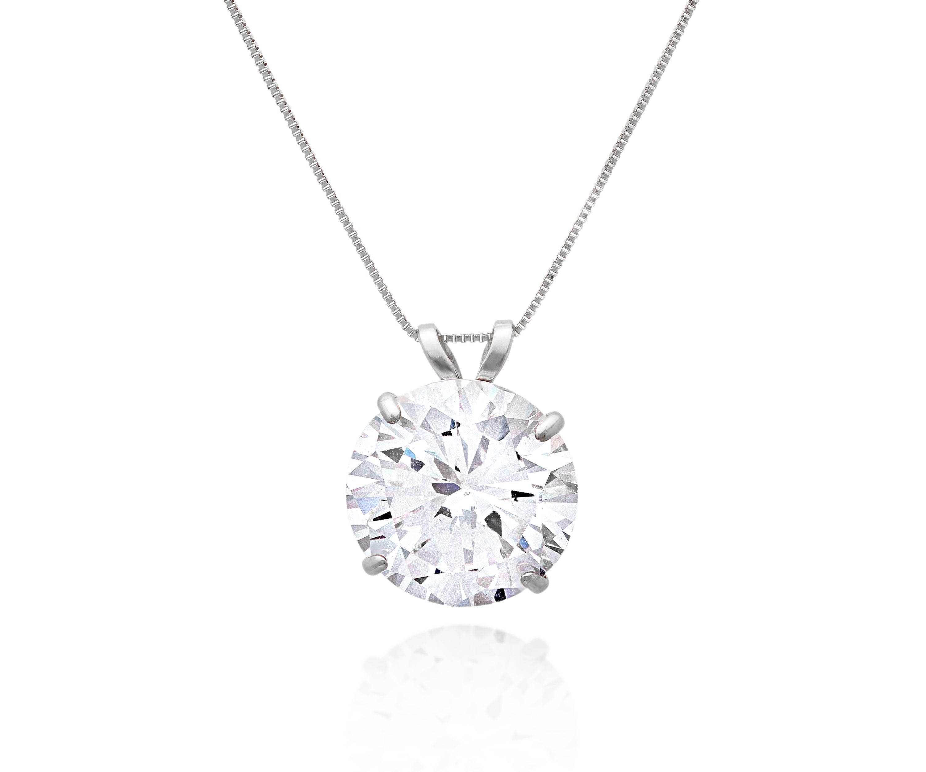 14k White Gold 10mm Cubic Zirconia Pendant