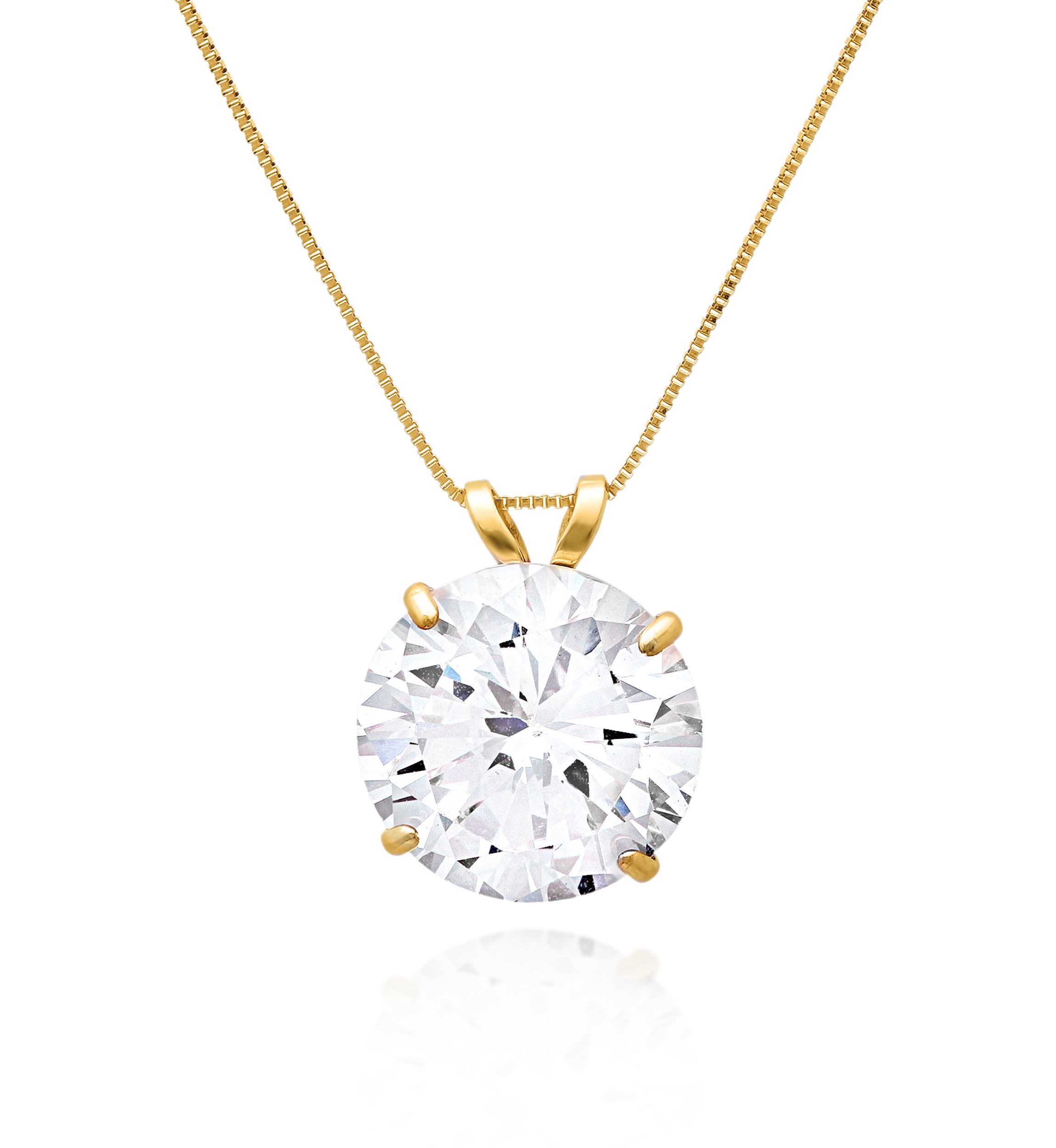 14k Yellow Gold 10mm Cubic Zirconia Pendant