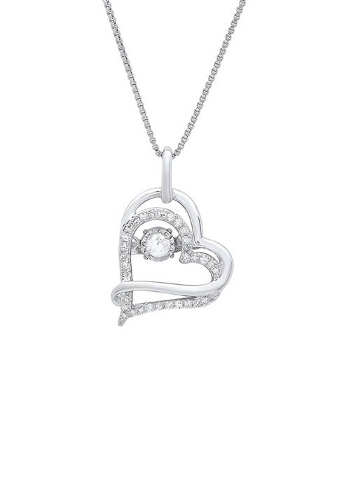 1/5 ct. t.w. Diamond Dancing Heart Pendant Necklace in 10K White Gold