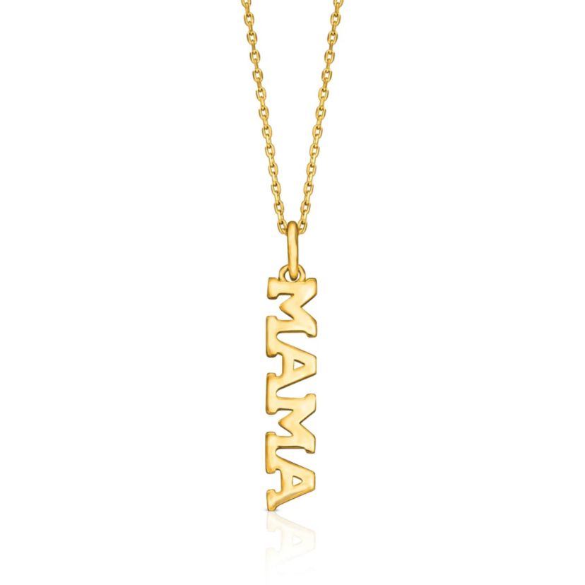 14k Yellow Gold MAMA Vertical Pendant Necklace