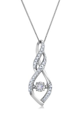 Belk & Co 1/4 ct. t.w. Dancing Diamond Enchanted Love Heart Pendant Necklace in 10K White Gold