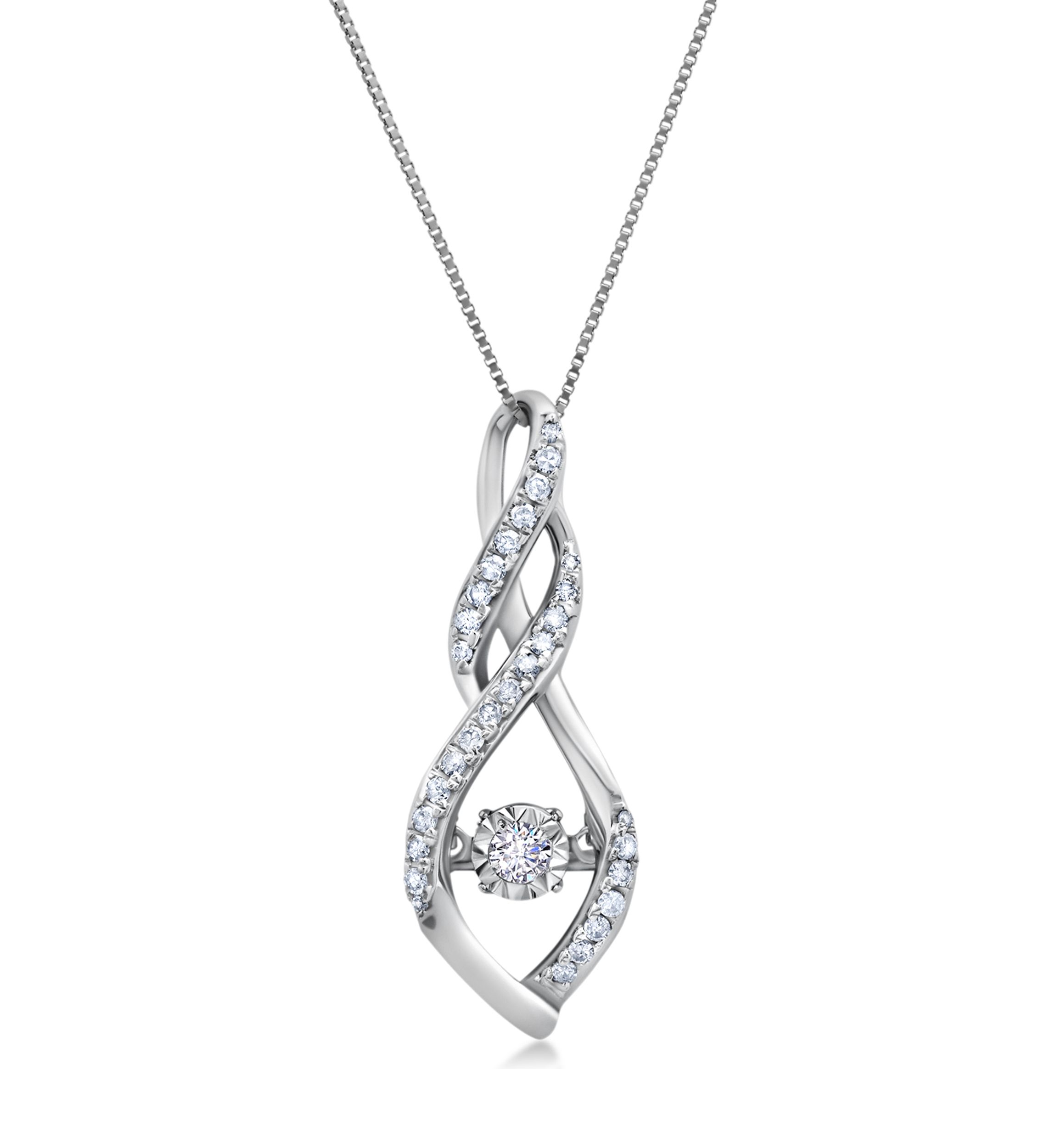 1/4 ct. t.w. Dancing Diamond Enchanted Love Heart Pendant Necklace in 10K White Gold 