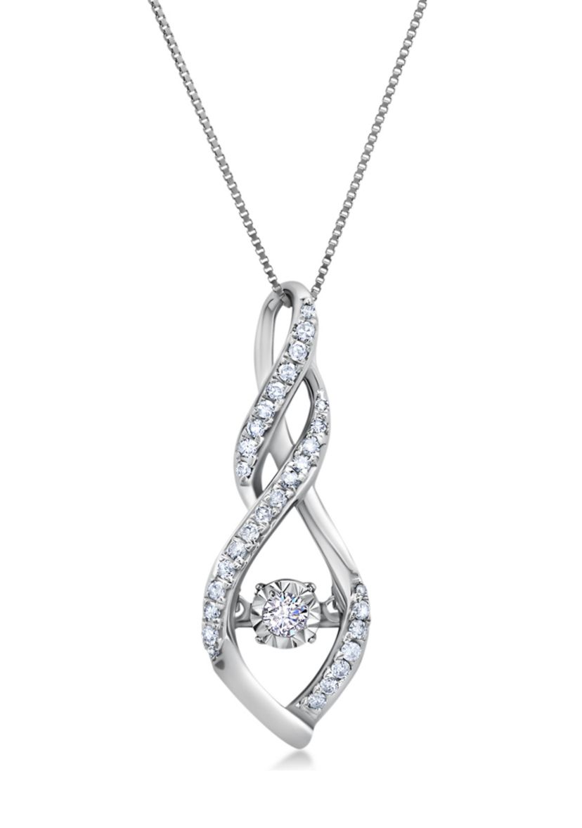 1/4 ct. t.w. Dancing Diamond Enchanted Love Heart Pendant Necklace in 10K White Gold 