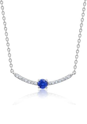 Belk & Co [""genuine Blue Sapphire And Diamond Bar Necklace In Sterling Silver"", ""1/10 Ct. T.w. Diamond And 1/5 Ct. T.w. Genuine Blue Sapphire Bar