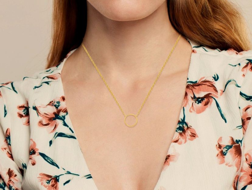 18K Yellow Gold Over Sterling Silver Vermeil Circle Eternity Necklace