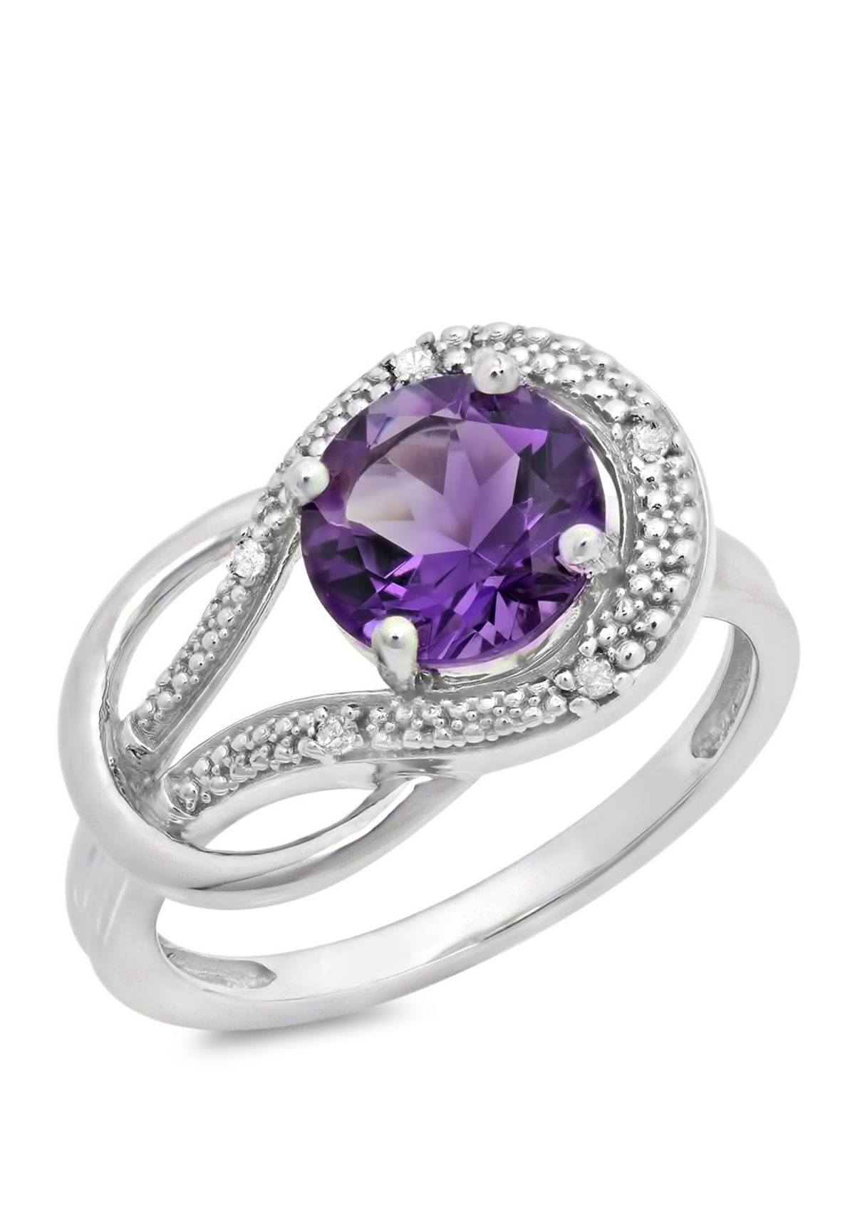 Belk & Co. 10K White Gold Amethyst and 1.7 ct. t.w. Diamond Accent Ring ...