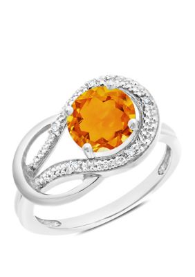Belk & Co 10K White Gold Citrine And 1.7 Ct. T.w. Diamond Accent Ring