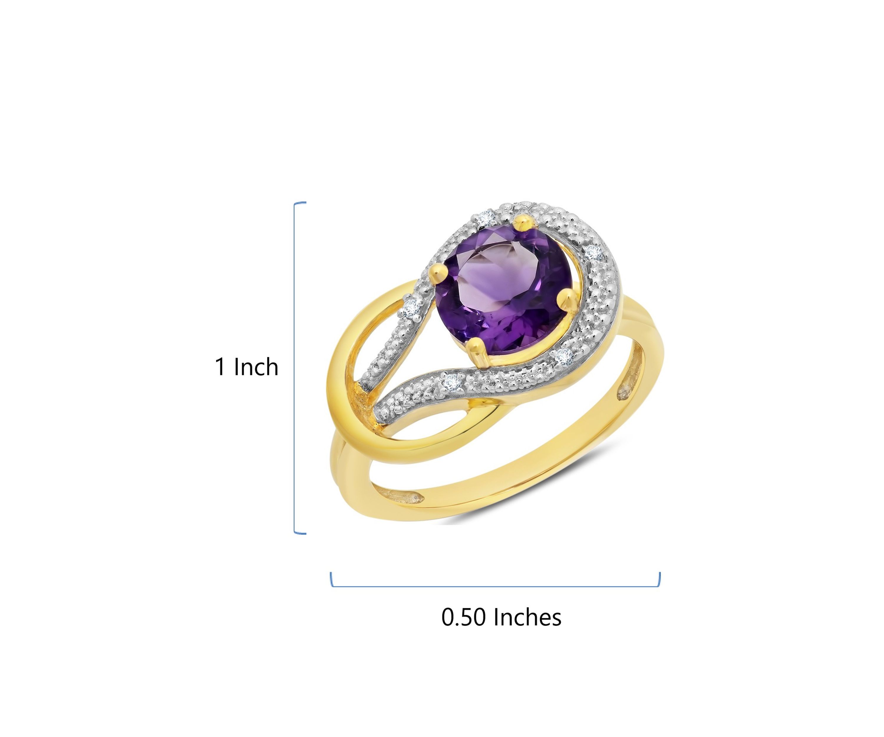 10K Yellow Gold Amethyst and Diamond Accent Ring