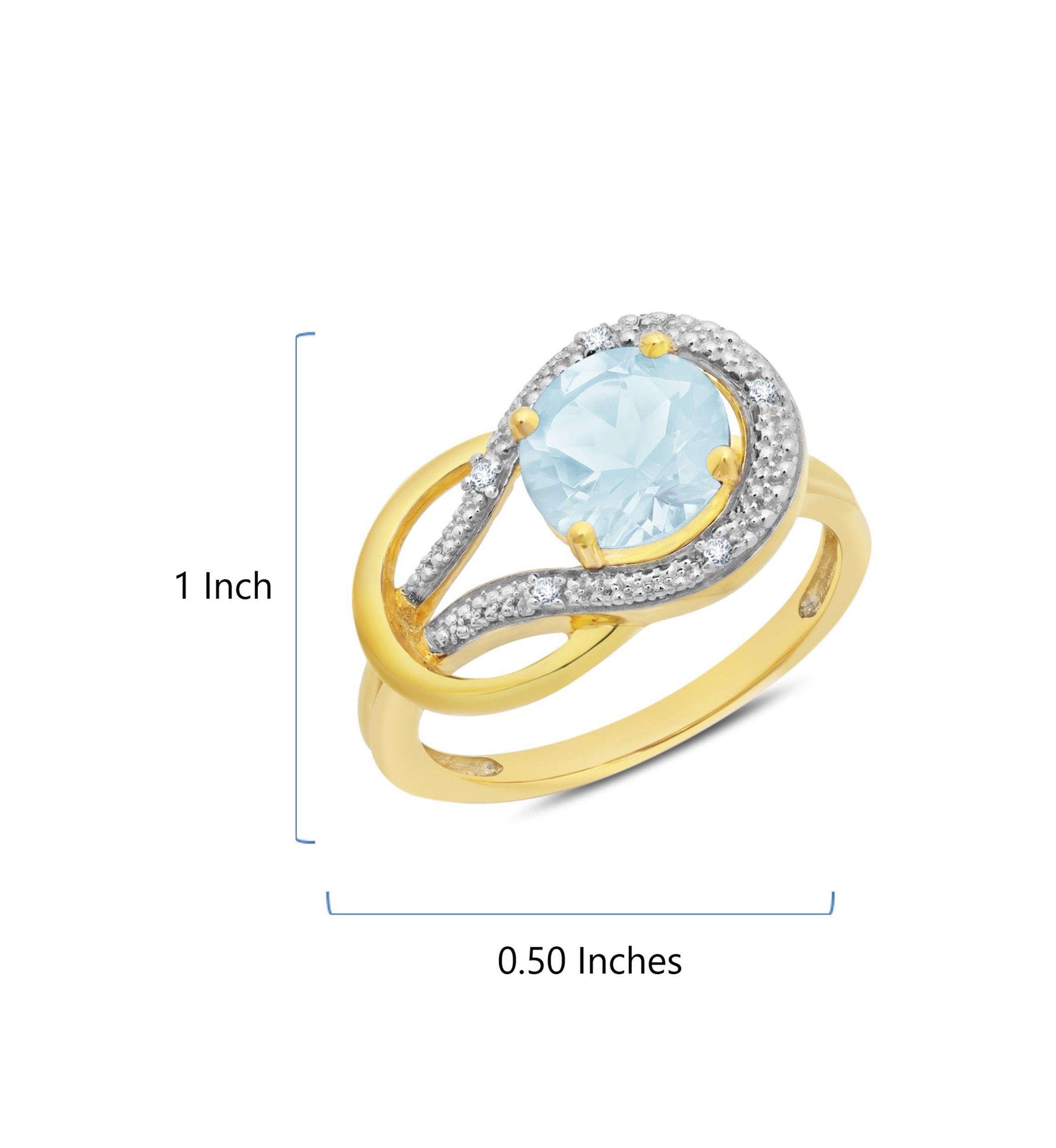 10K Yellow Gold Aquamarine and 1.7 ct. t.w. Diamond Accent Ring