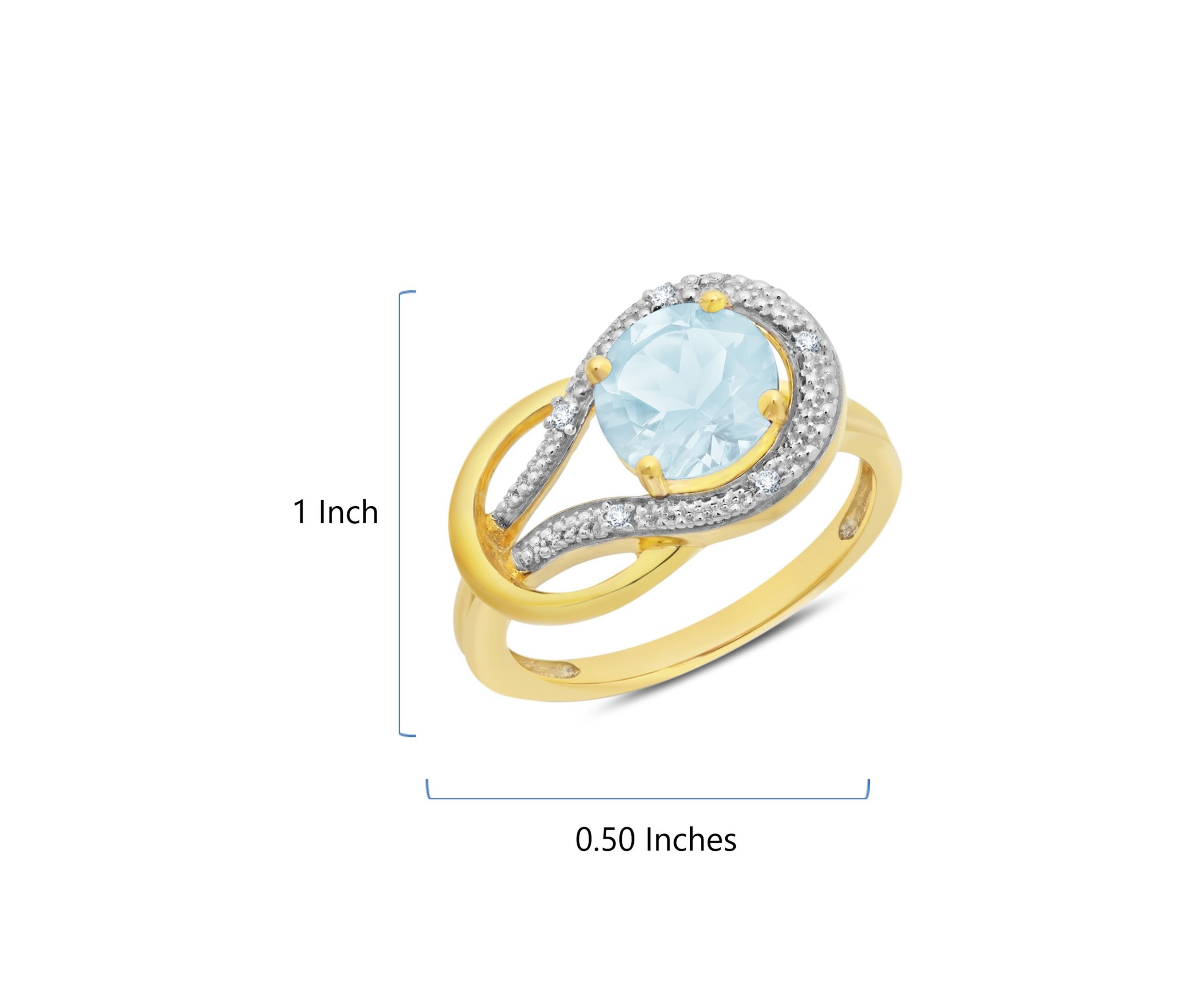 10K Yellow Gold Aquamarine and 1.7 ct. t.w. Diamond Accent Ring