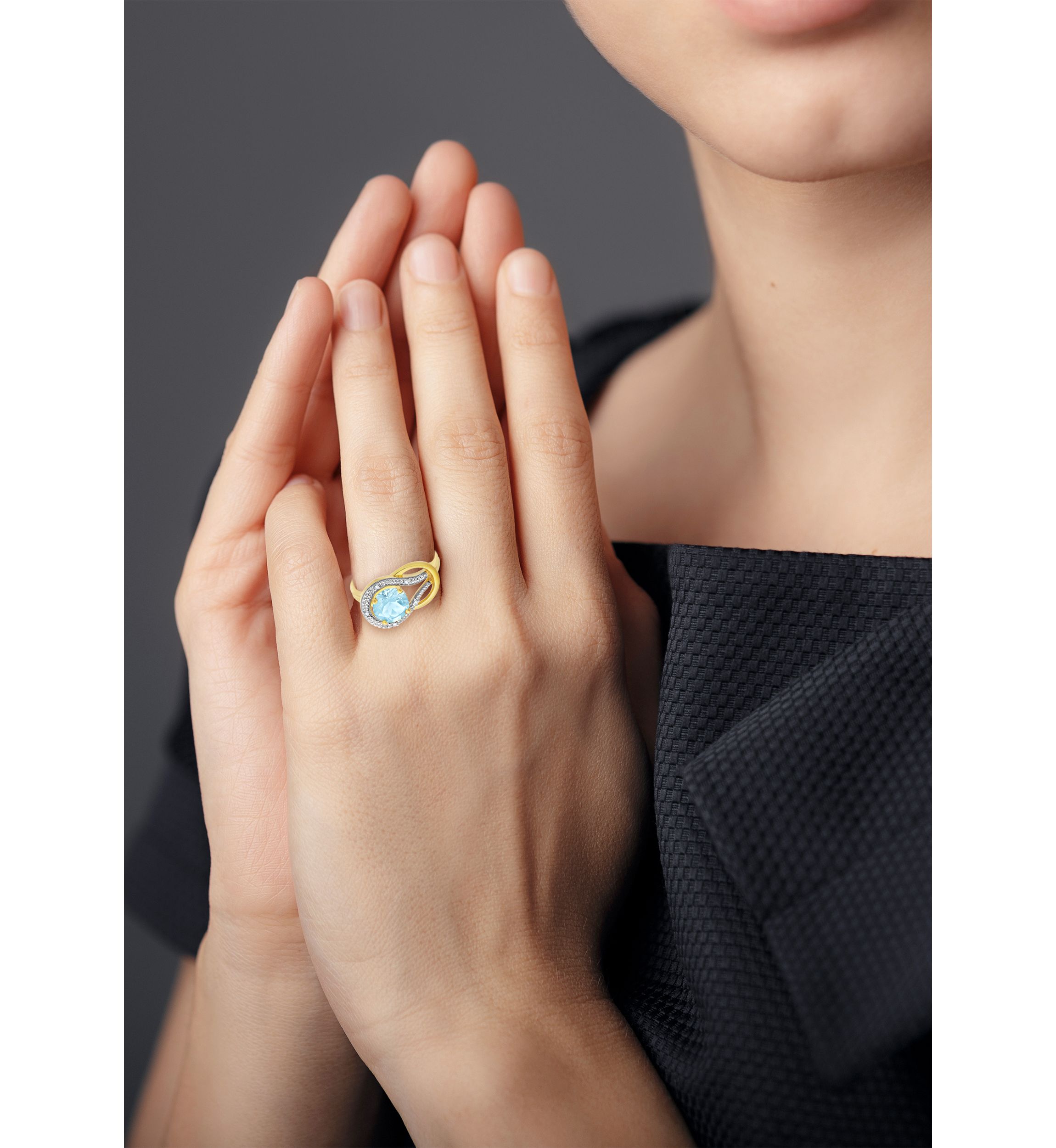 10K Yellow Gold Aquamarine and 1.7 ct. t.w. Diamond Accent Ring