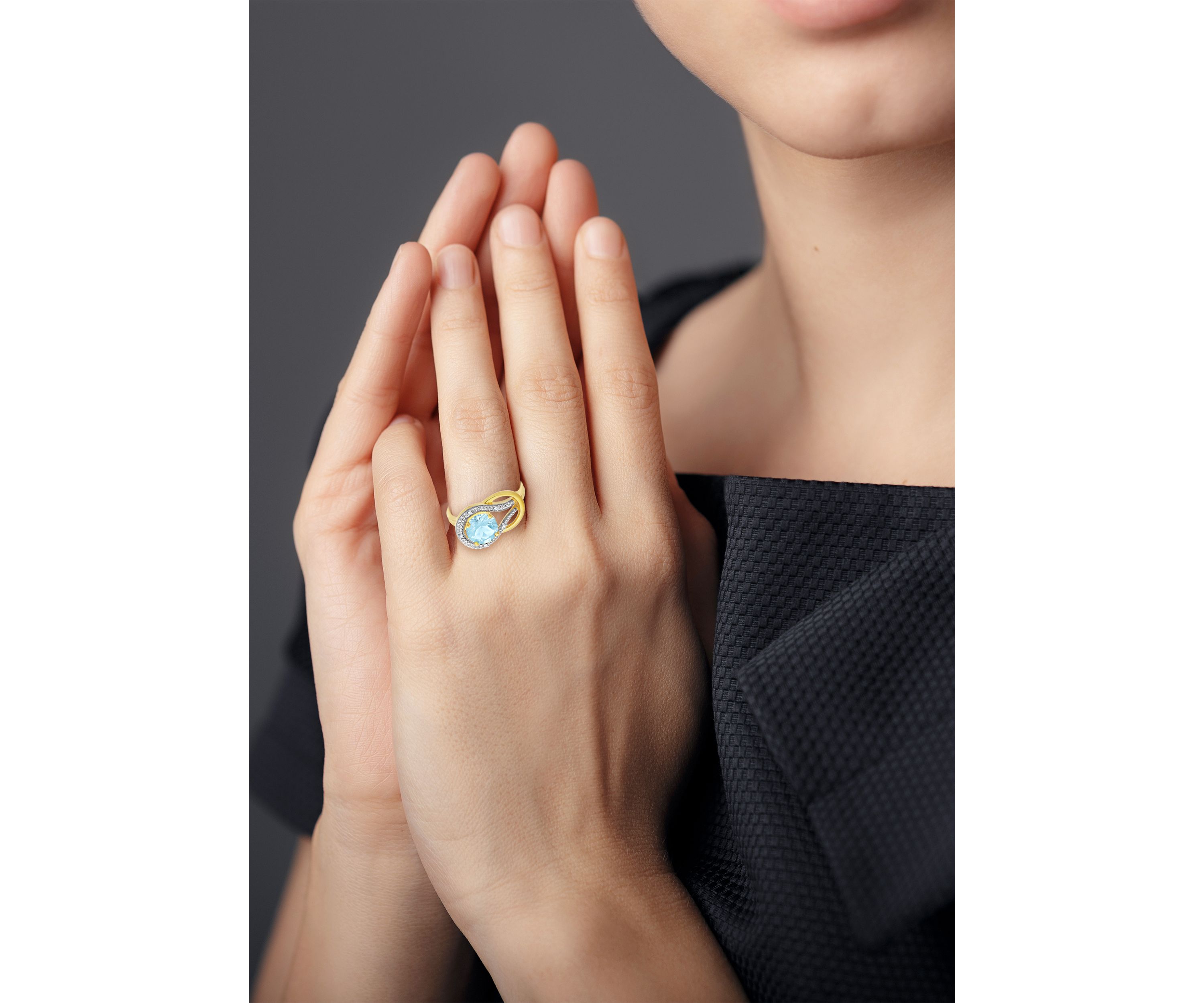 10K Yellow Gold Aquamarine and 1.7 ct. t.w. Diamond Accent Ring