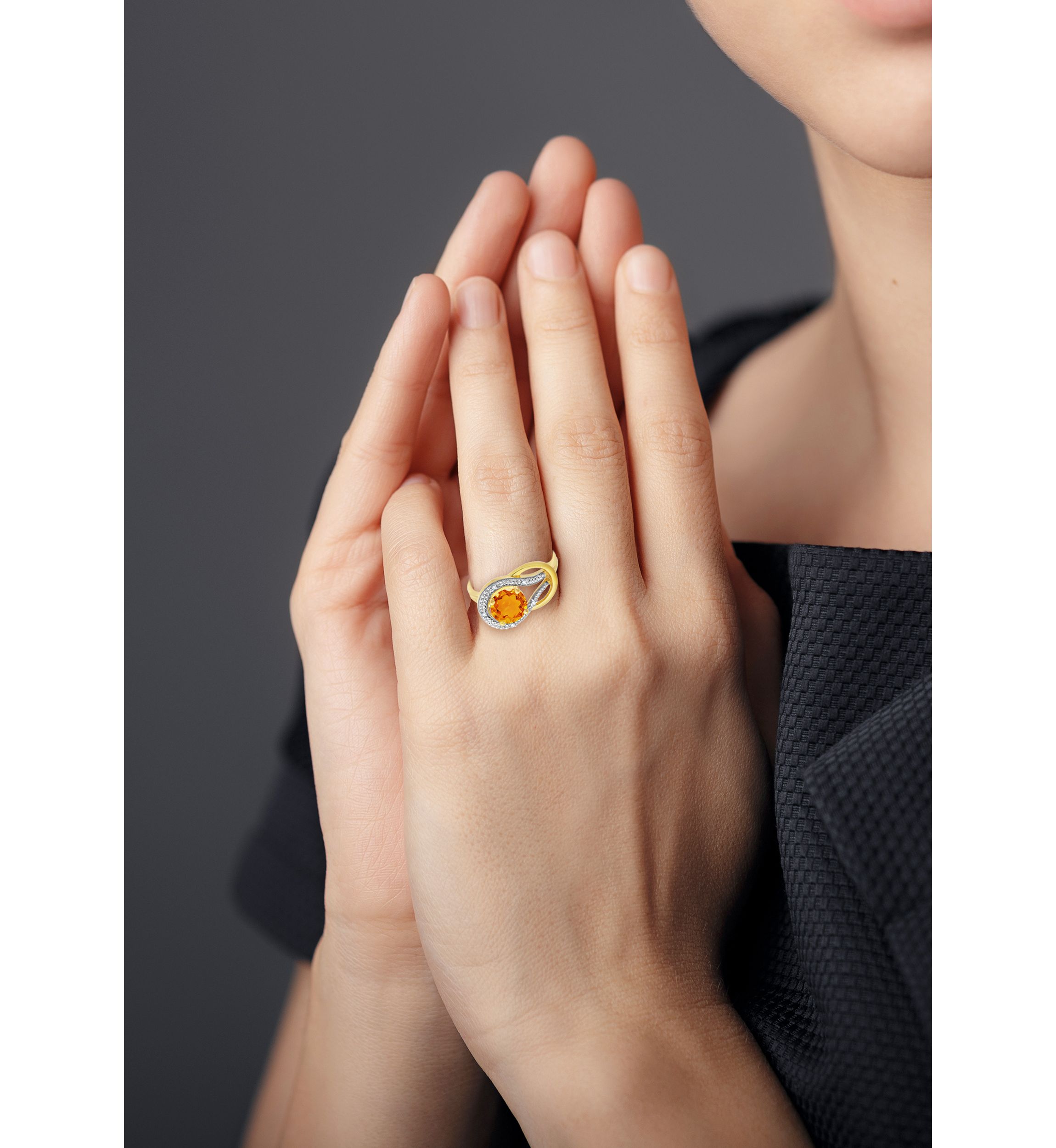 10K Yellow Gold Citrine and Diamond Accent Ring