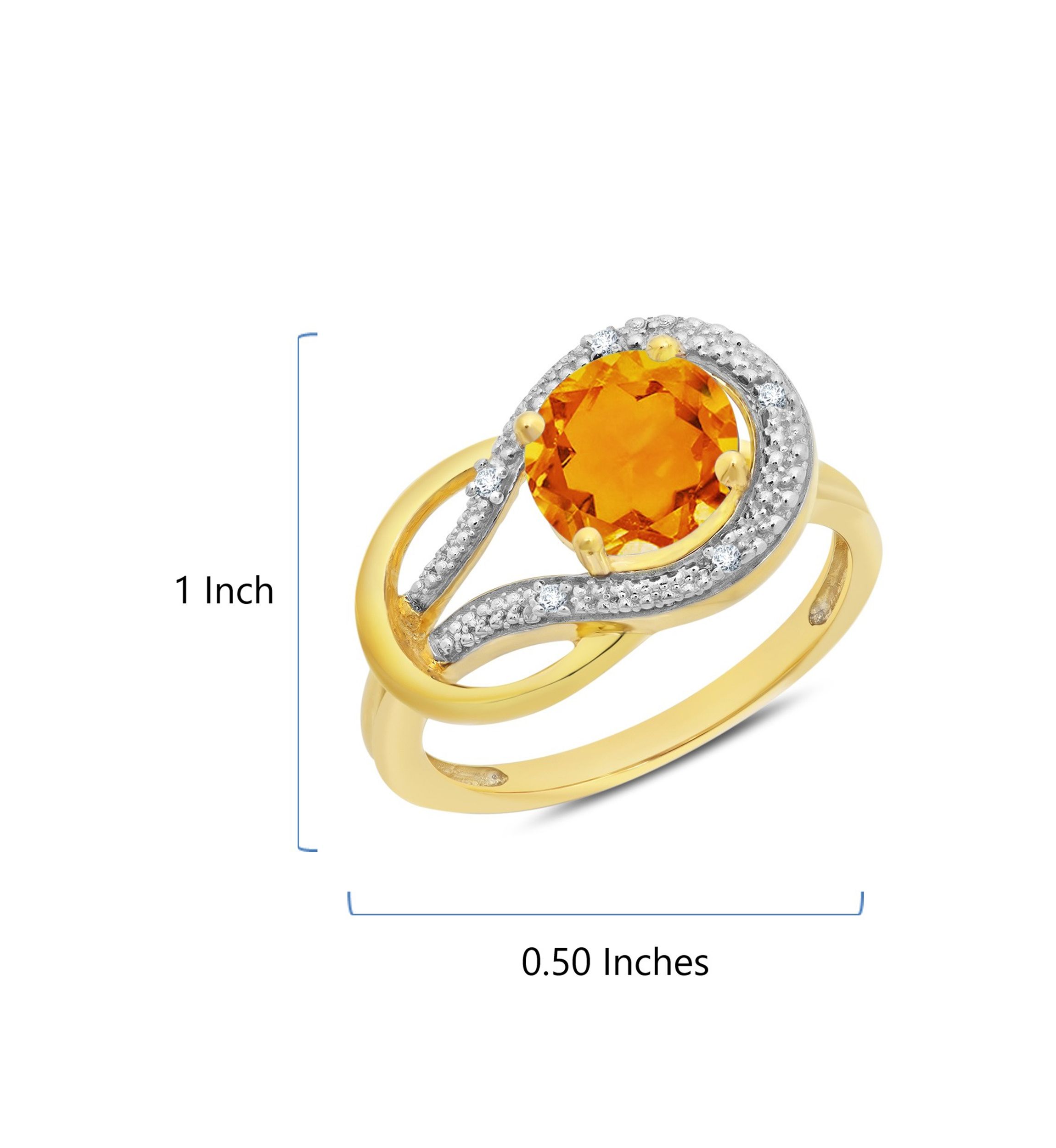10K Yellow Gold Citrine and Diamond Accent Ring
