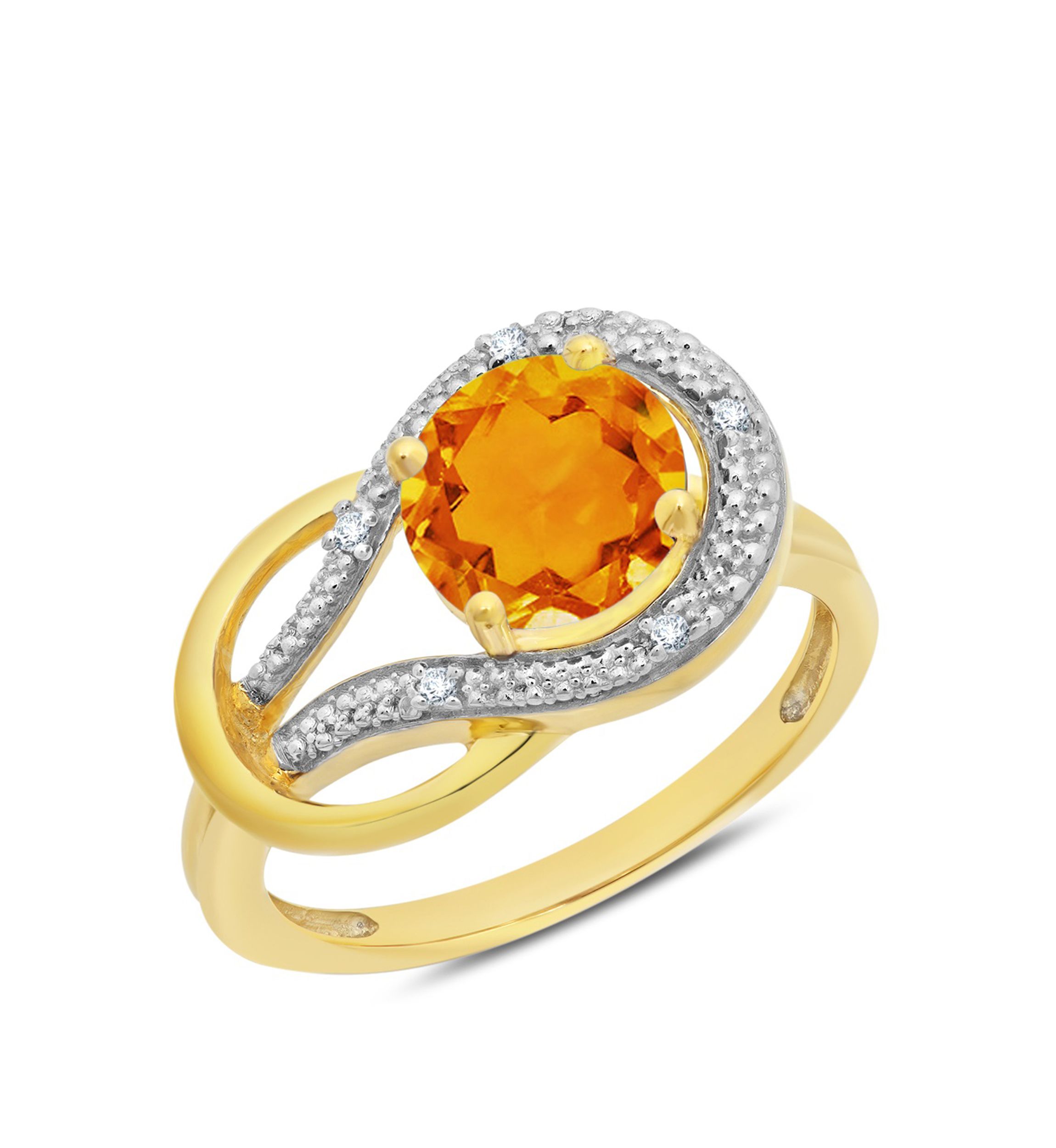 10K Yellow Gold Citrine and Diamond Accent Ring