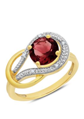 Belk & Co 10K Yellow Gold Garnet and Diamond Accent Ring, 7