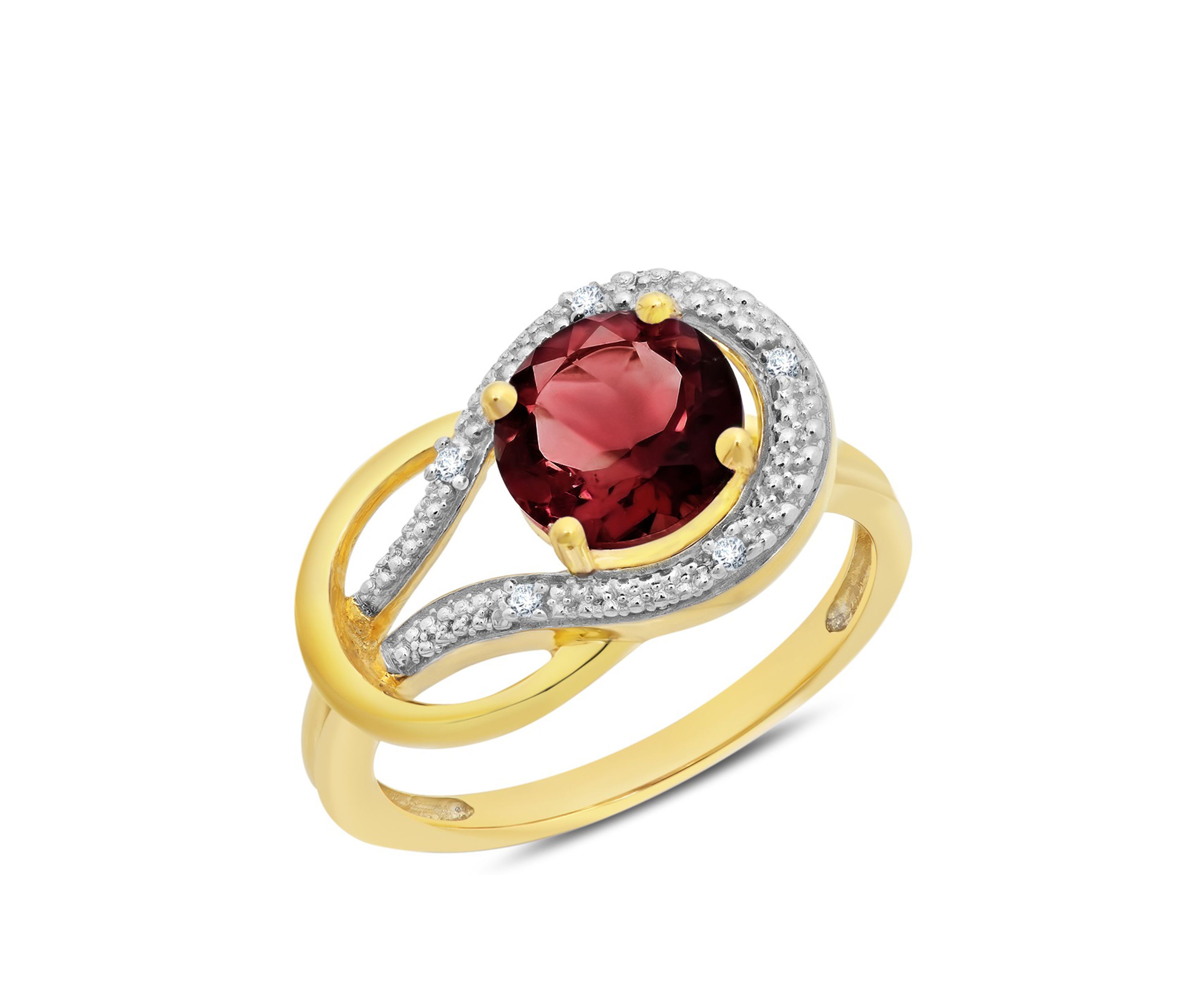 10K Yellow Gold Garnet and Diamond Accent Ring