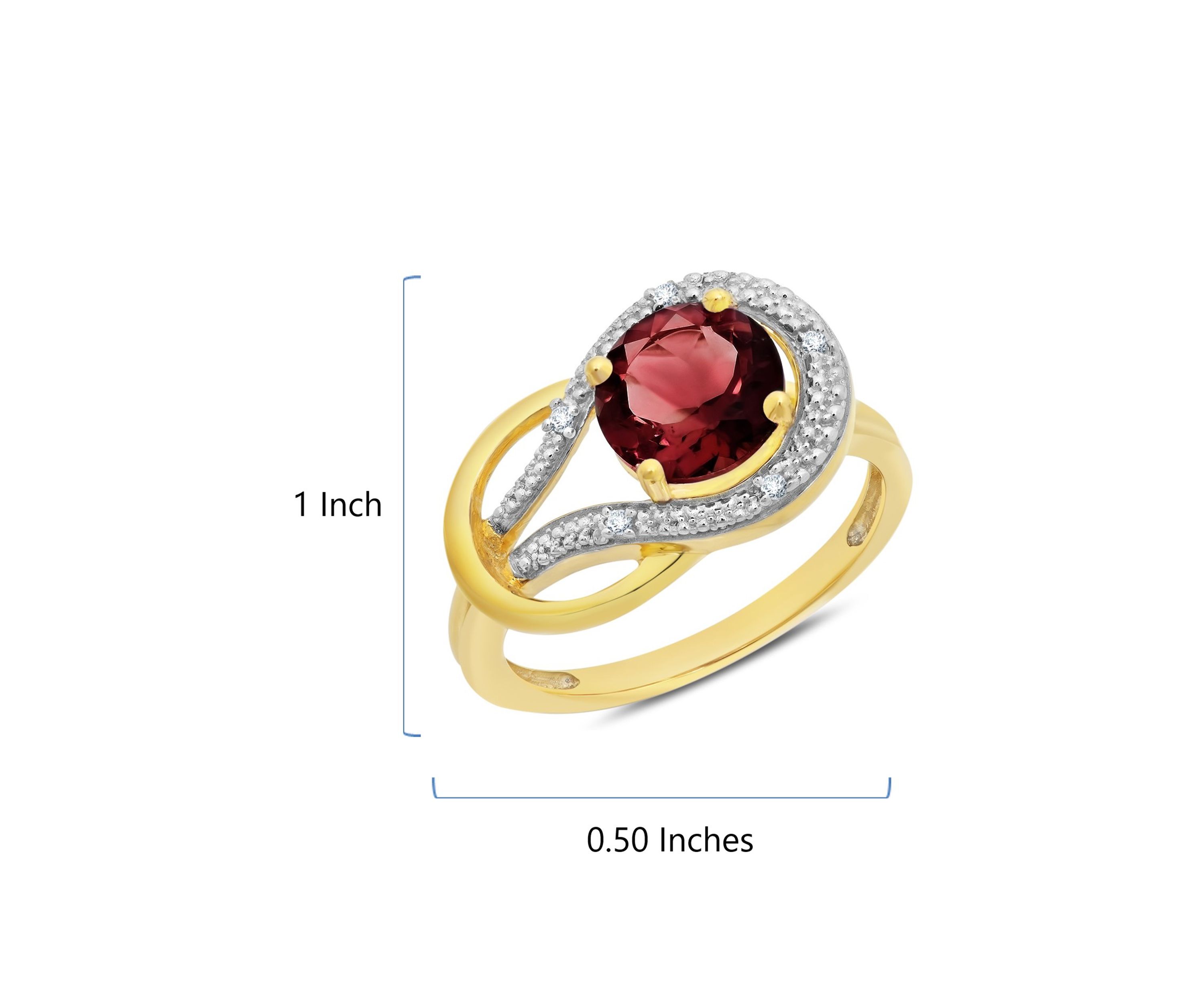 10K Yellow Gold Garnet and Diamond Accent Ring