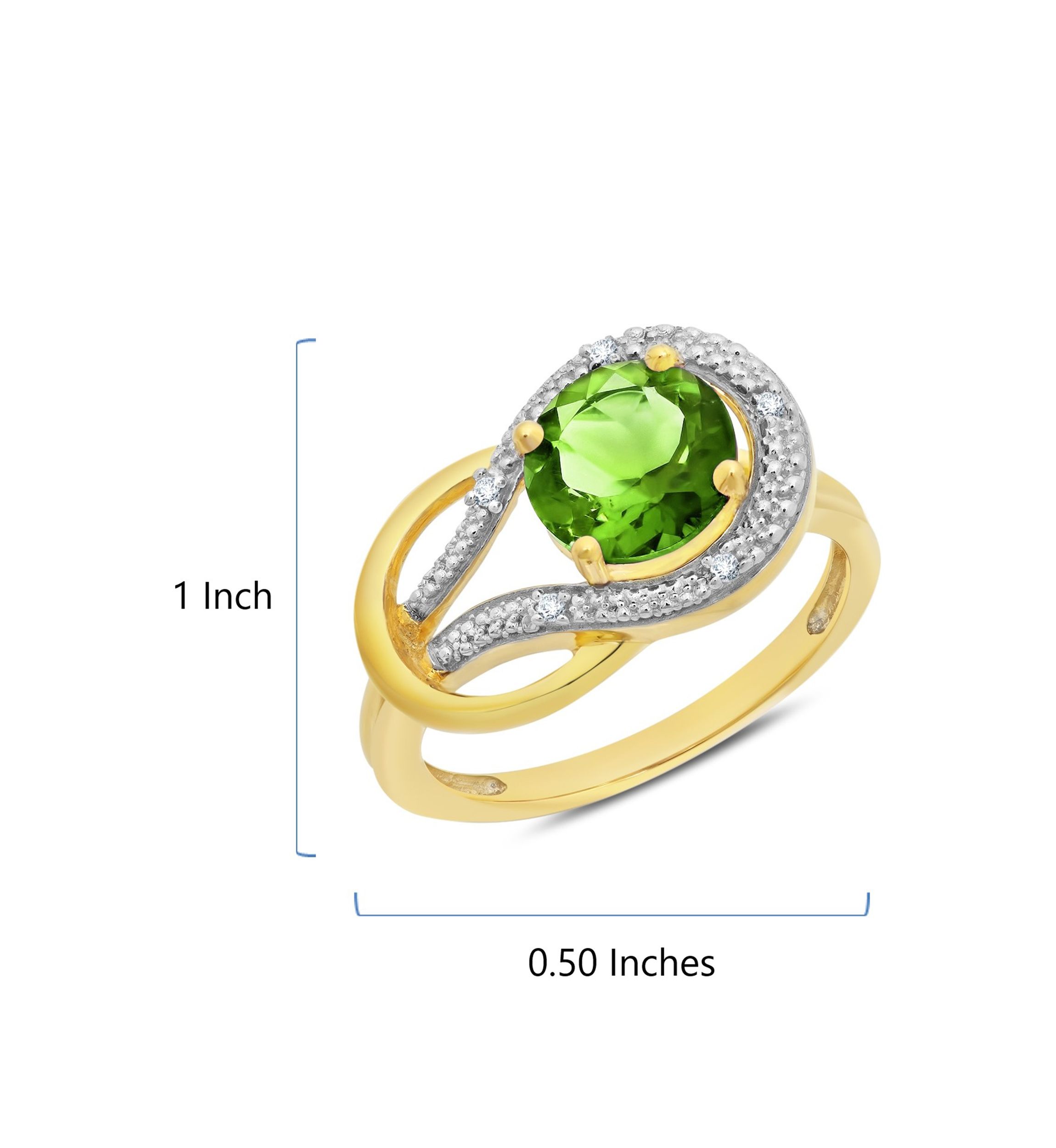 10K Yellow Gold Peridot and Diamond Accent Ring