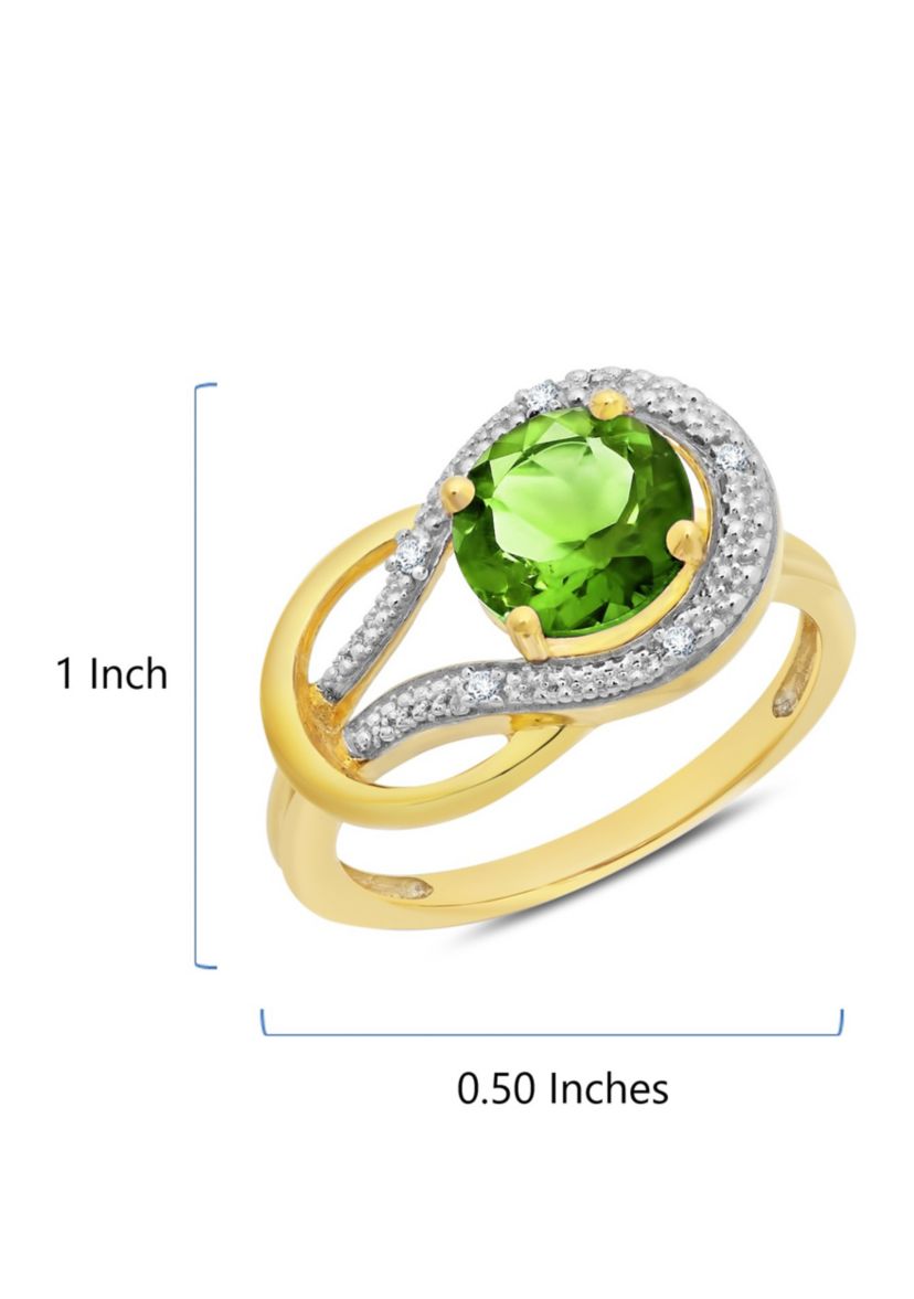 10K Yellow Gold Peridot and Diamond Accent Ring