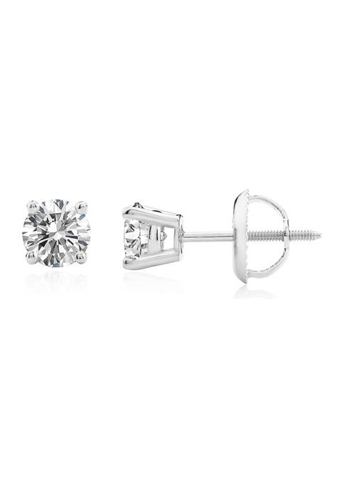 3/4 ct. t.w. Lab Created Diamond IGI Certified Solitaire Stud Earrings in 14K White Gold