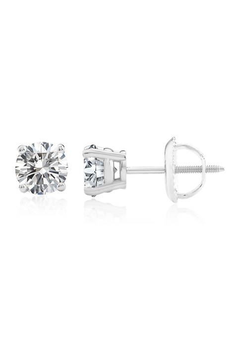 1 ct. t.w. Lab Created Diamond IGI Certified Solitaire Stud Earrings in 14K White Gold