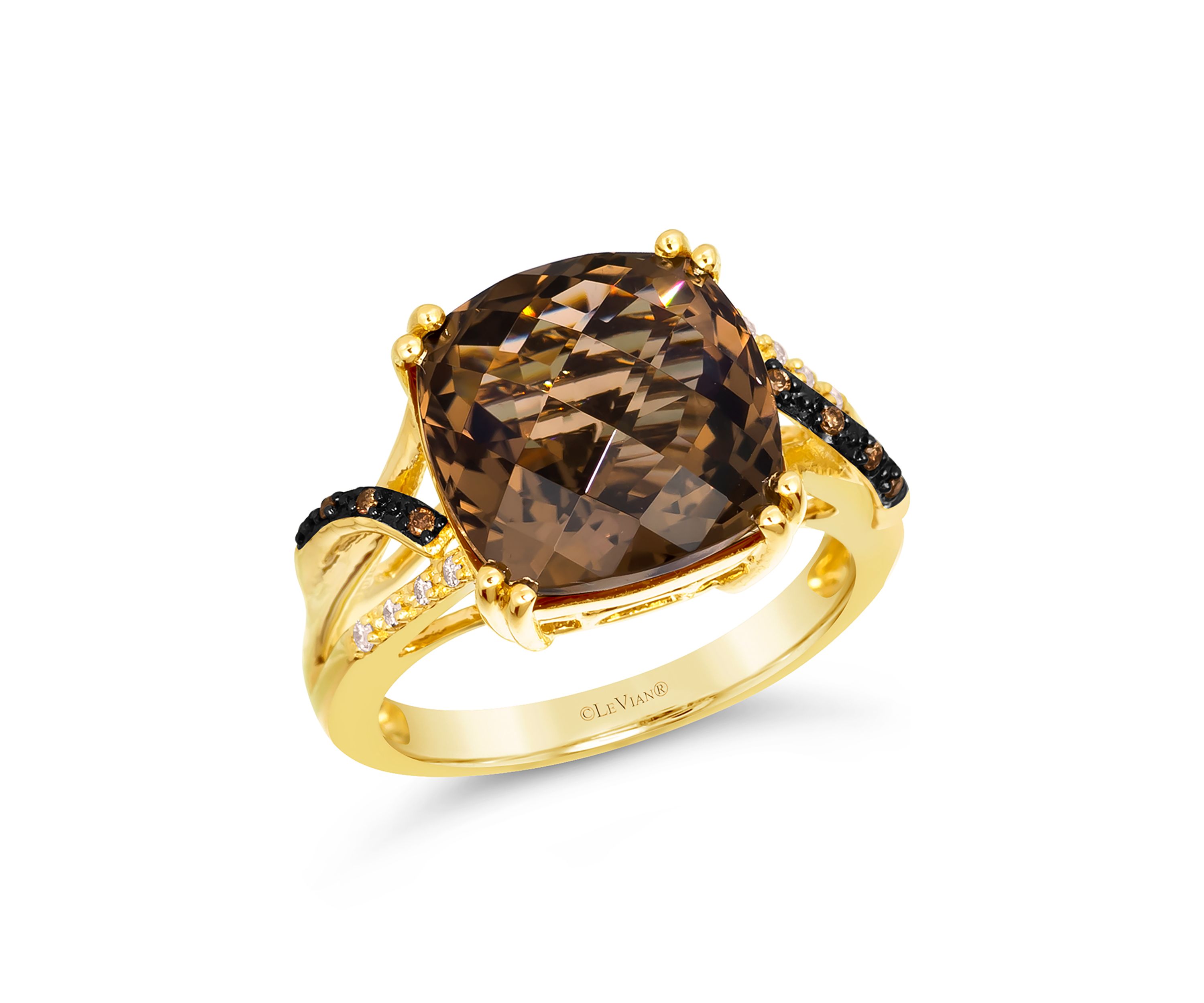 6.75 ct. t.w. Chocolate Quartz®, Chocolate Diamonds®, Nude Diamonds™ Ring in 14K Honey Gold™