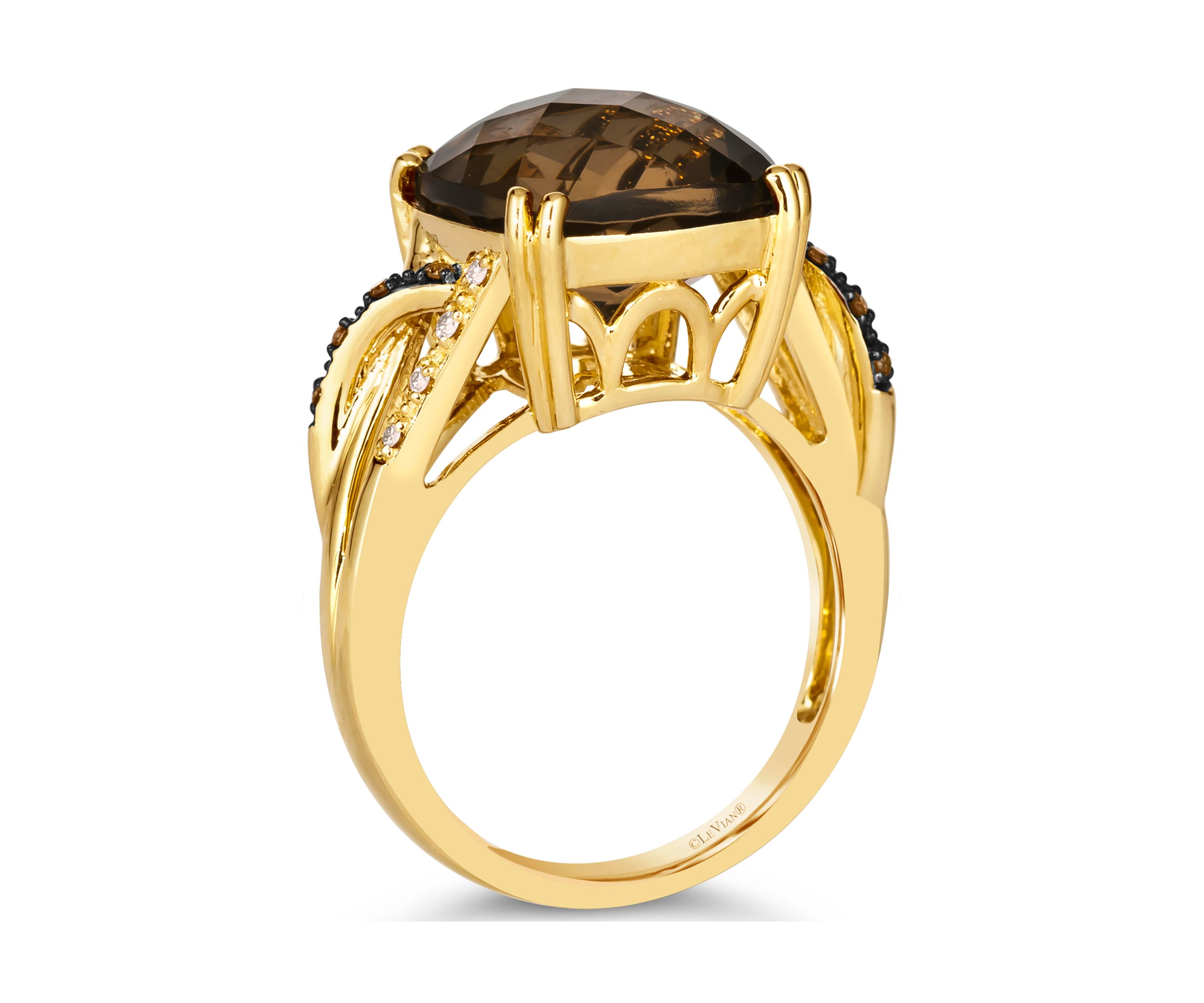 6.75 ct. t.w. Chocolate Quartz®, Chocolate Diamonds®, Nude Diamonds™ Ring in 14K Honey Gold™