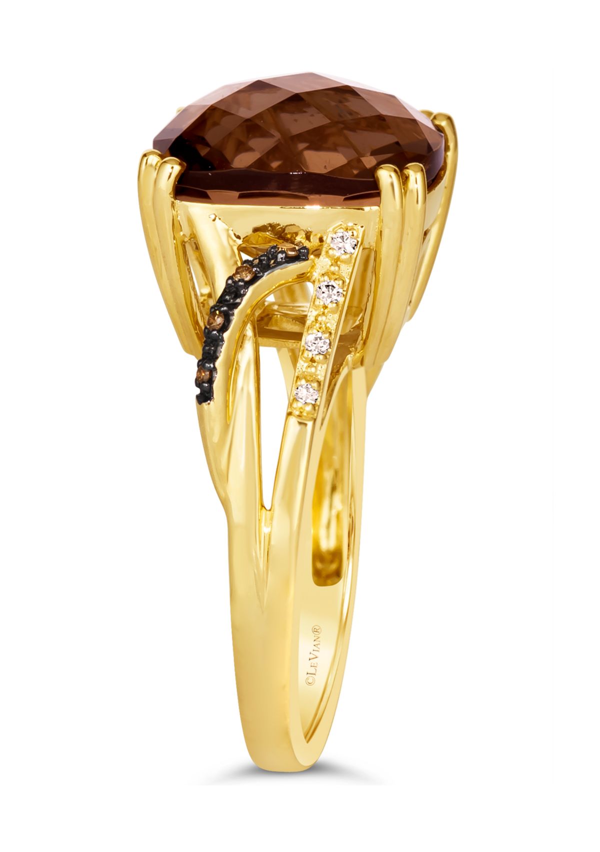 6.75 ct. t.w. Chocolate Quartz®, Chocolate Diamonds®, Nude Diamonds™ Ring in 14K Honey Gold™