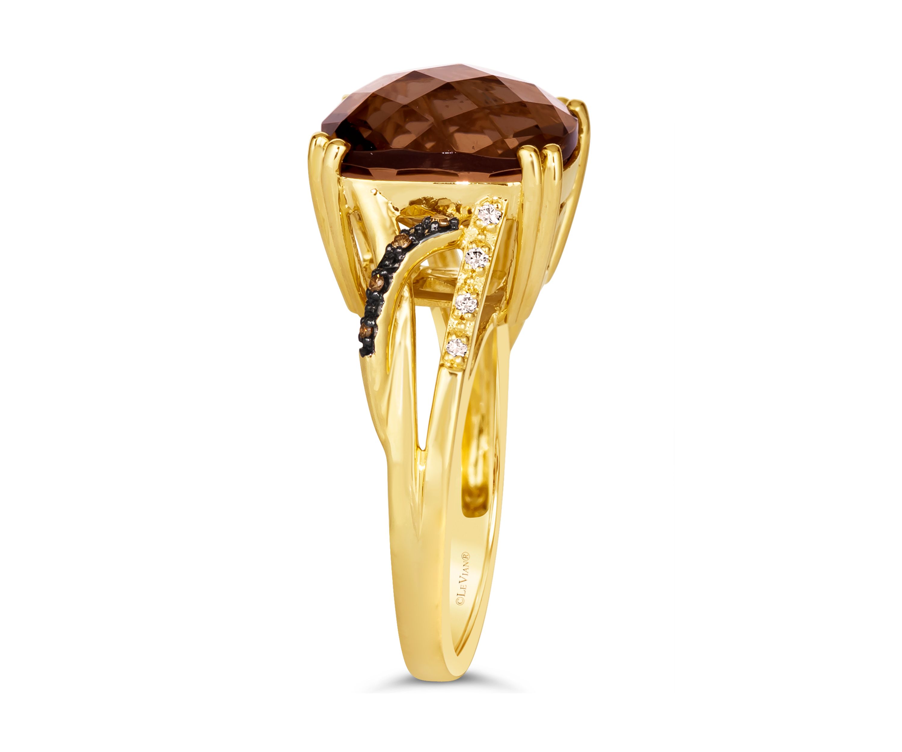 6.75 ct. t.w. Chocolate Quartz®, Chocolate Diamonds®, Nude Diamonds™ Ring in 14K Honey Gold™