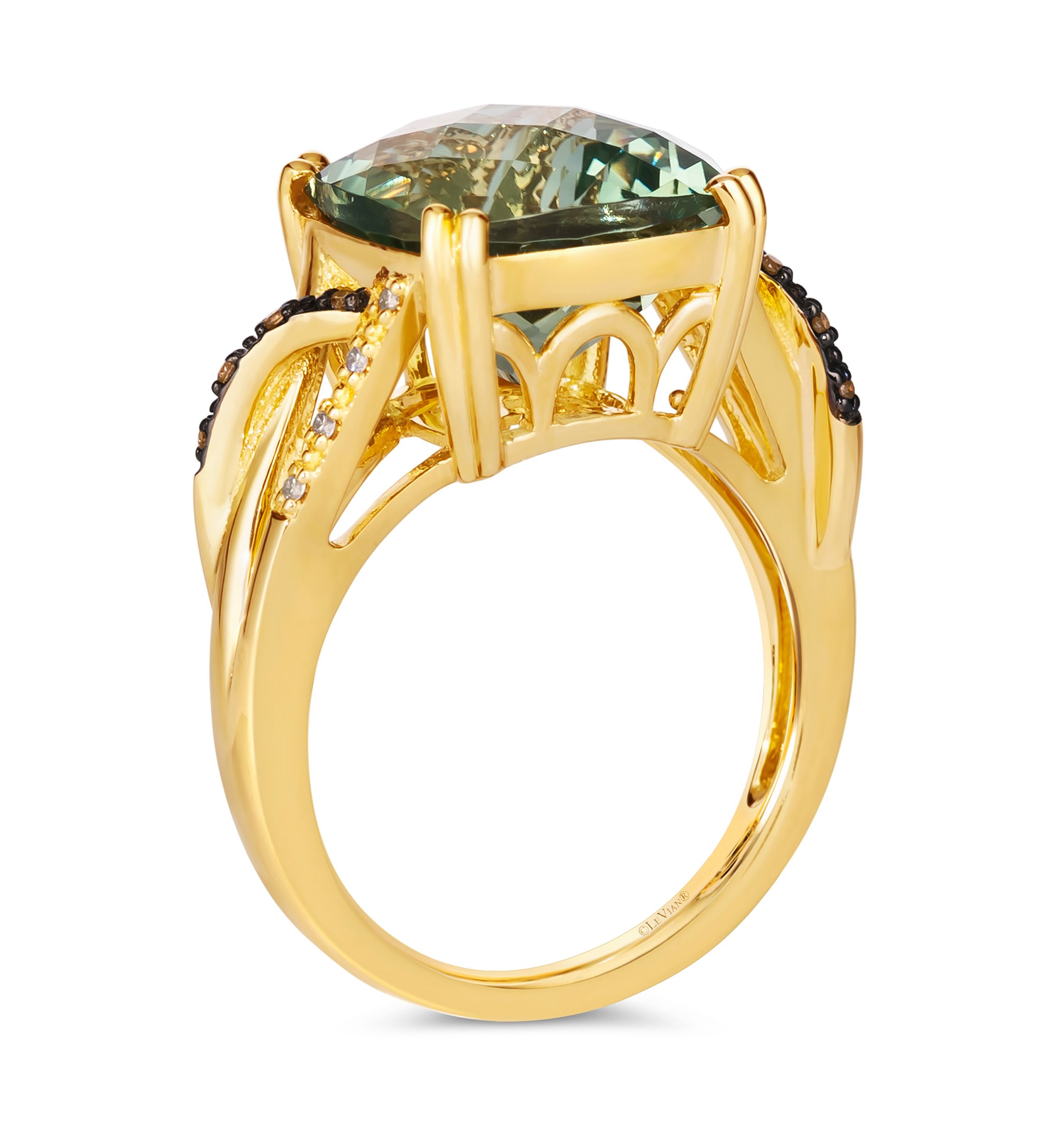  Ring featuring 6.5 ct. t.w. Mint Julep Quartz™, Chocolate Diamonds®, Nude Diamonds™ set in 14K Honey Gold™