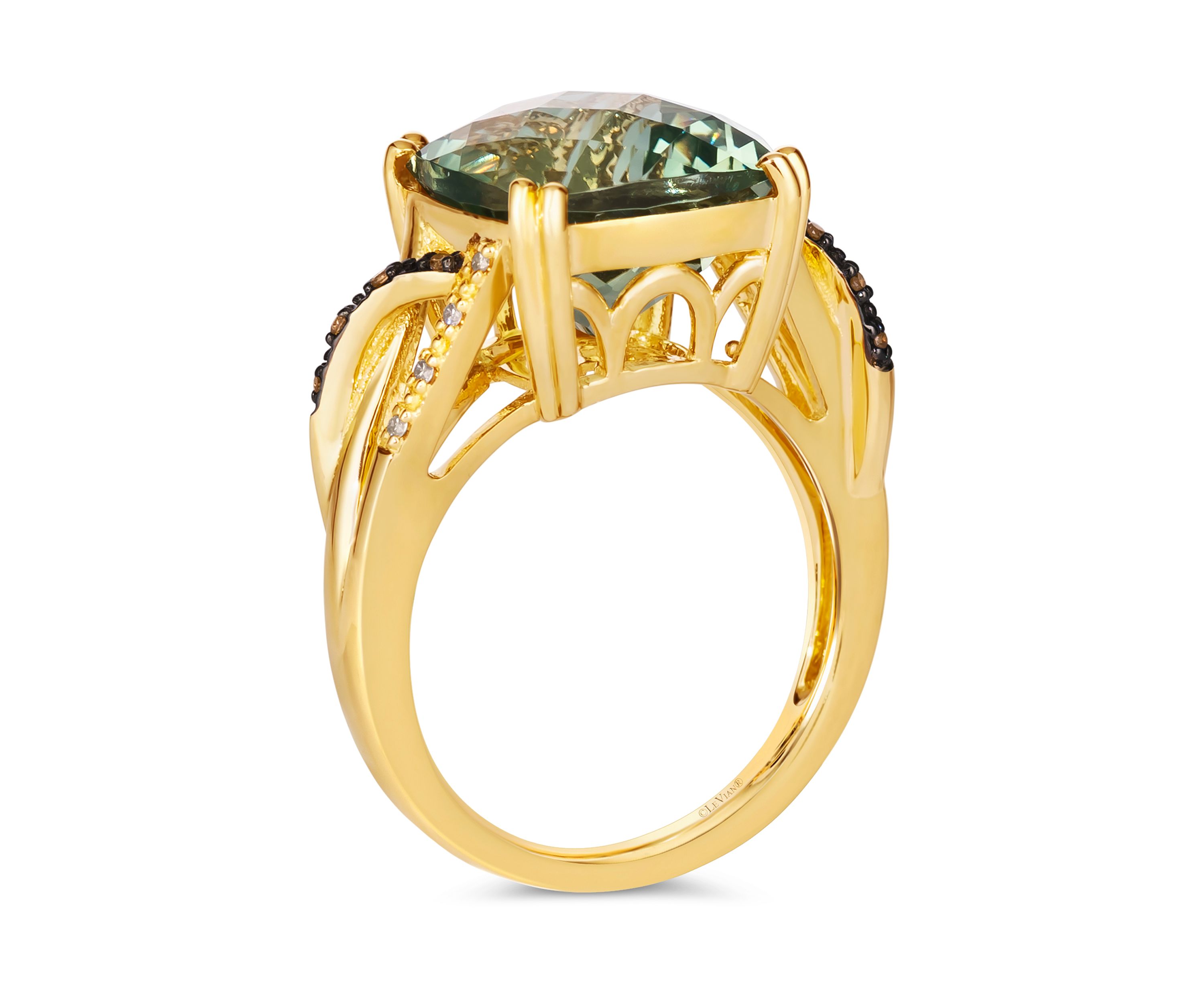  Ring featuring 6.5 ct. t.w. Mint Julep Quartz™, Chocolate Diamonds®, Nude Diamonds™ set in 14K Honey Gold™