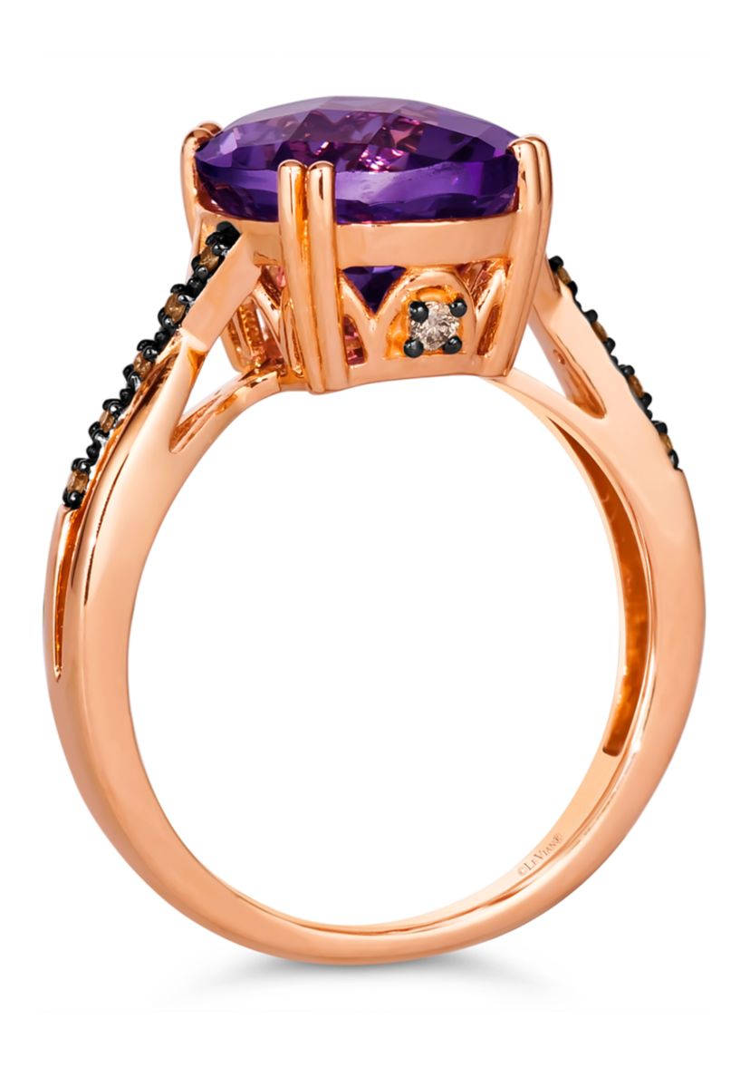 4 ct. t.w. Grape Amethyst™, Nude Diamonds™, 1/20 ct. t.w. Chocolate Diamonds® Ring in 14K Strawberry Gold®