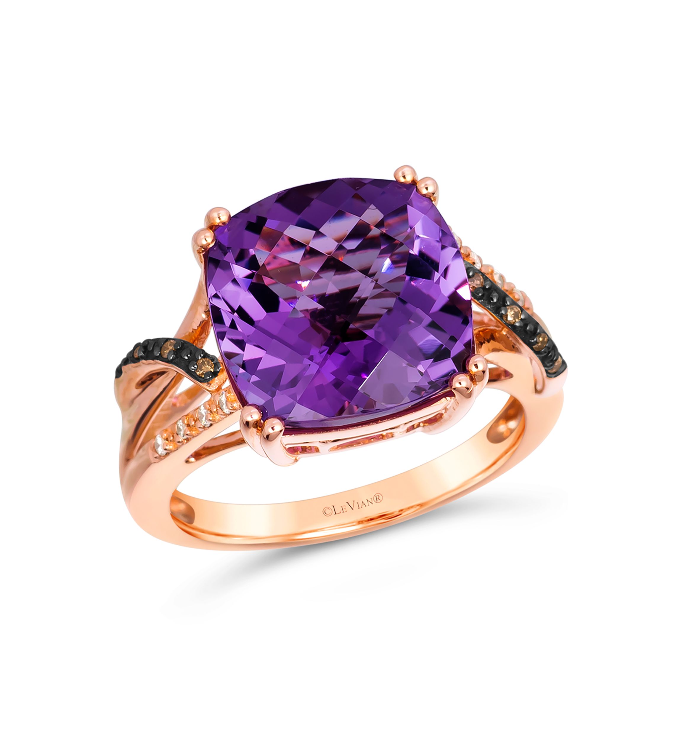 6.25 ct. t.w. Grape Amethyst™, Chocolate Diamonds®, Nude Diamonds™ Ring in 14K Strawberry Gold®